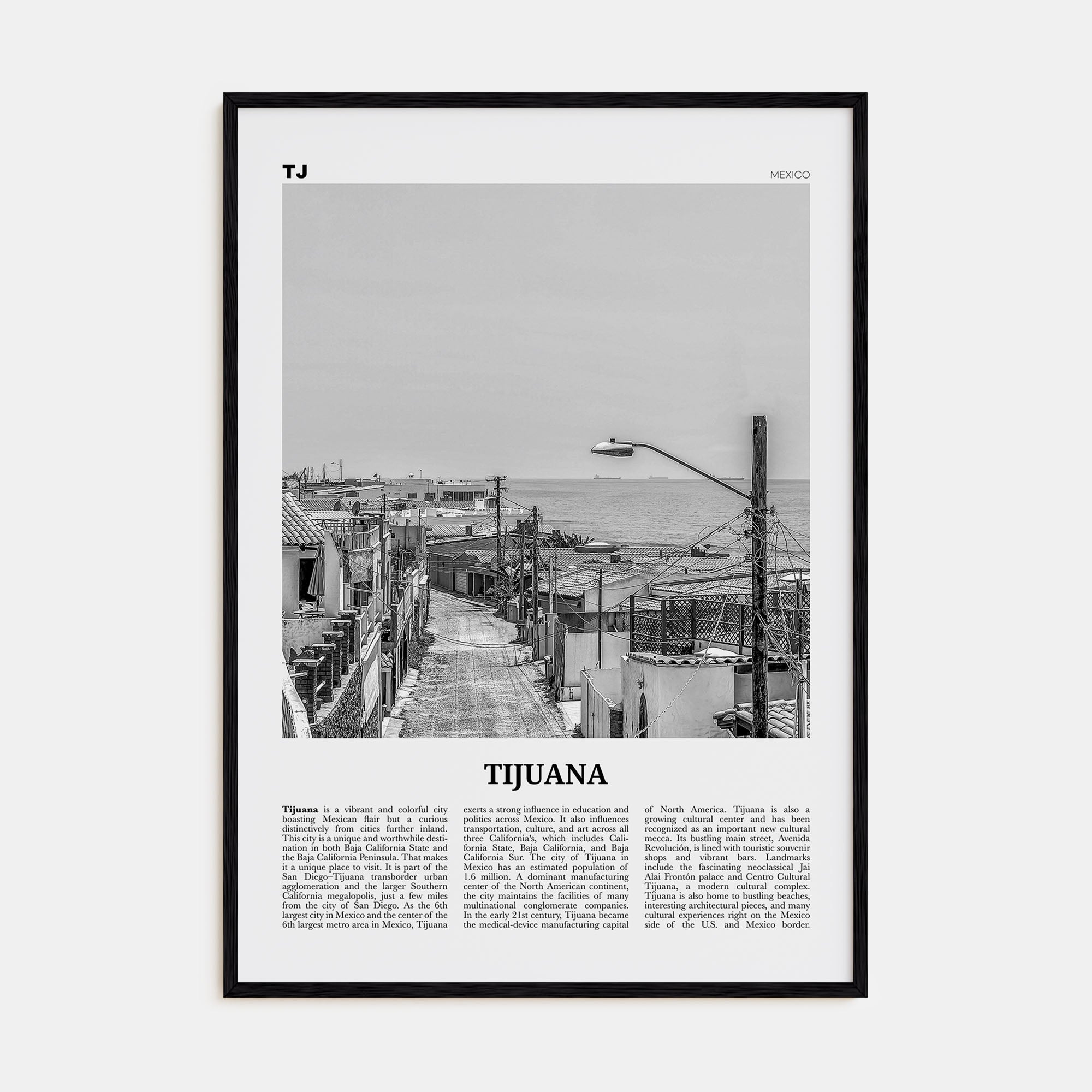 Tijuana Travel B&W Poster