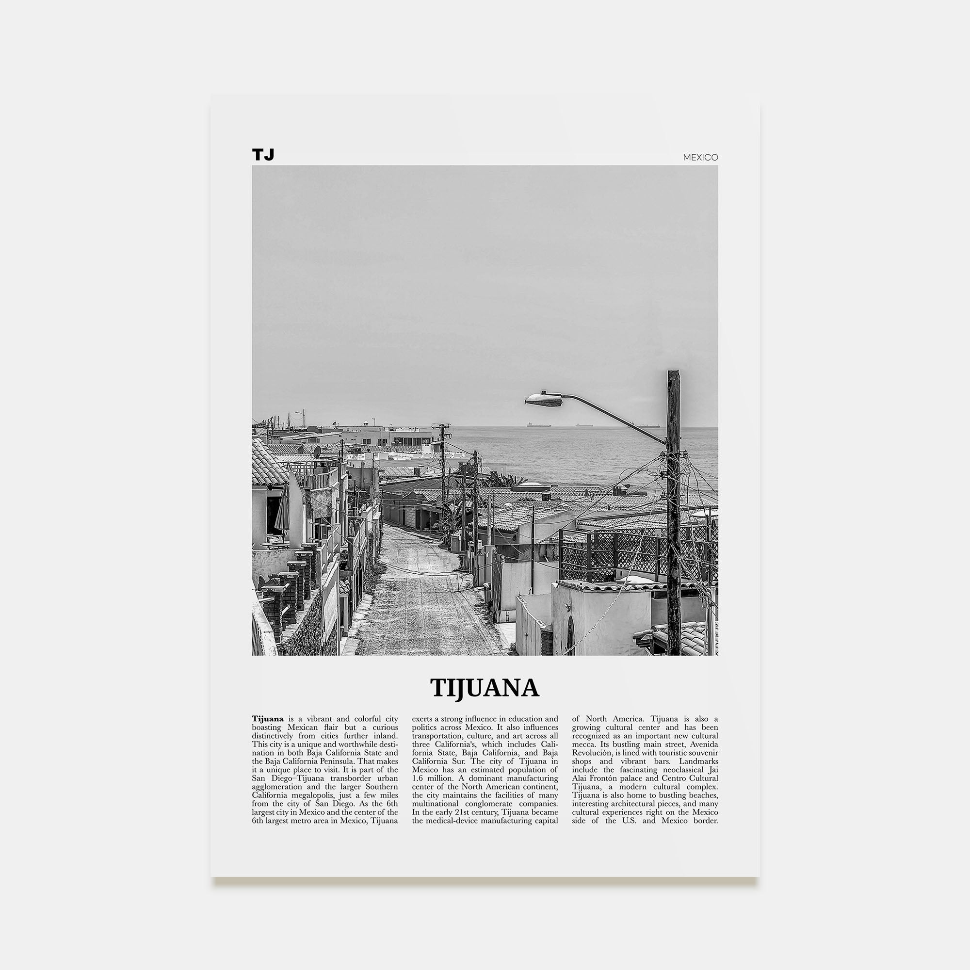 Tijuana Travel B&W Poster