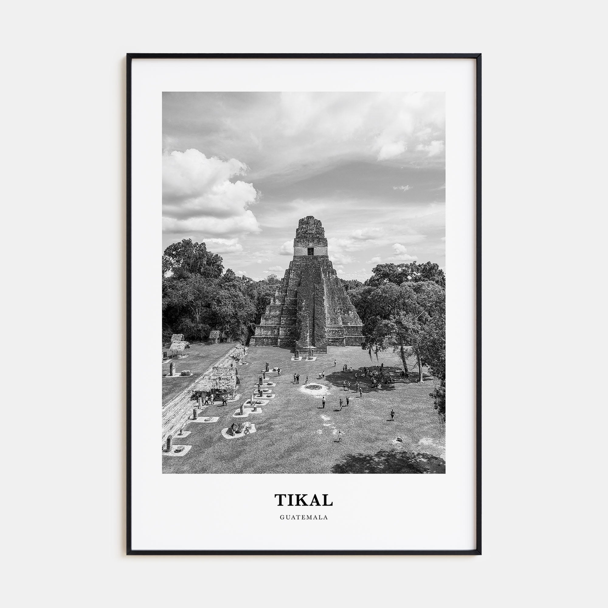Tikal Portrait B&W Poster