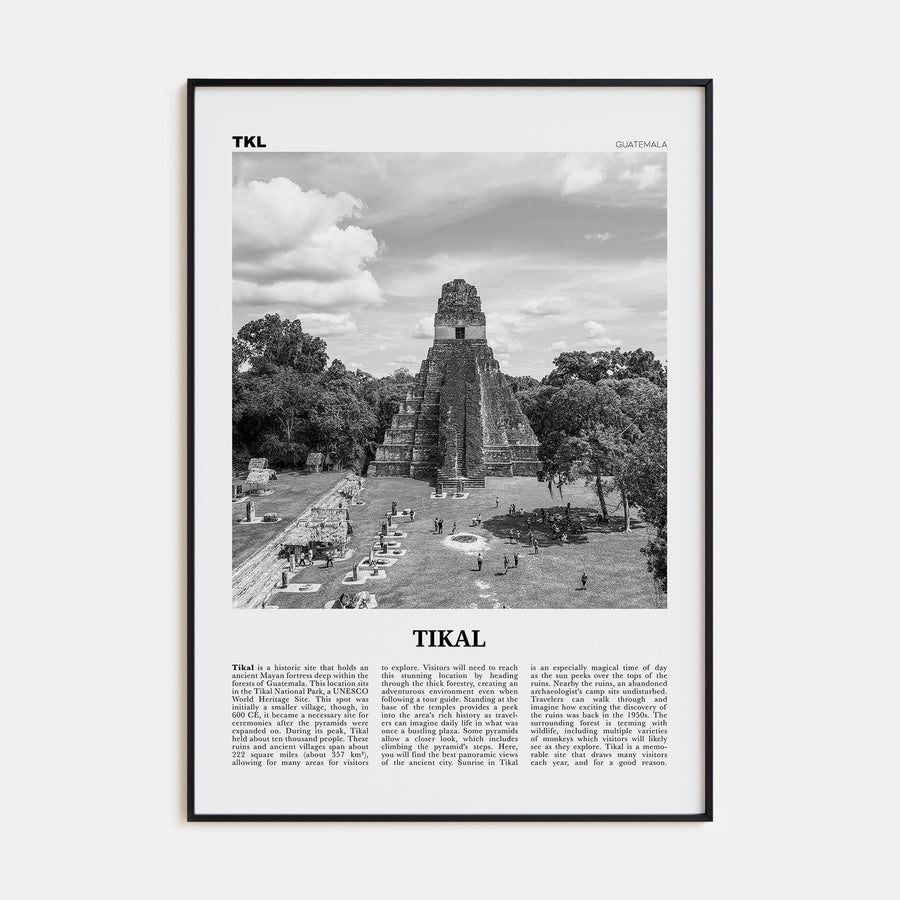 Tikal Travel B&W Poster