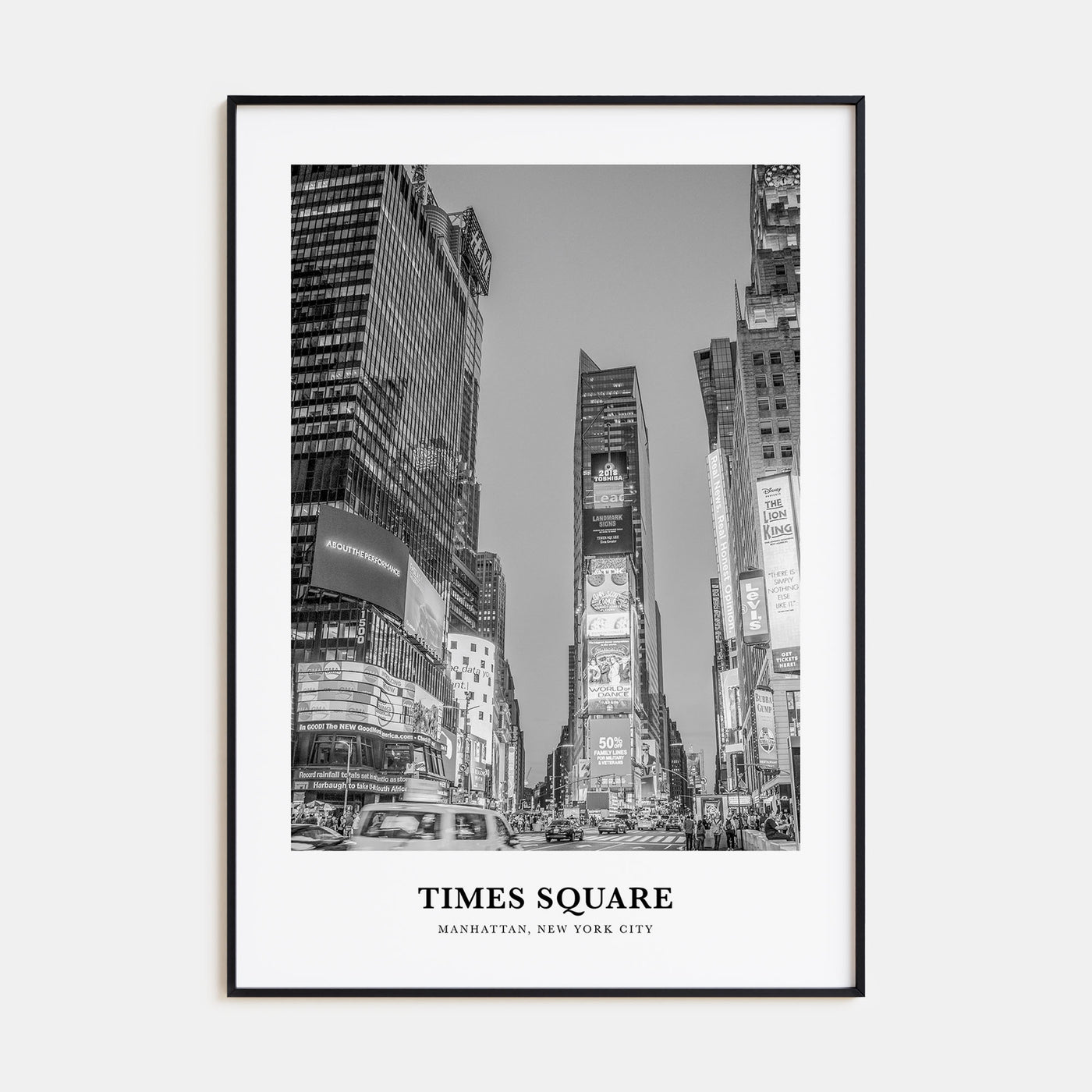 Times Square Portrait B&W Poster