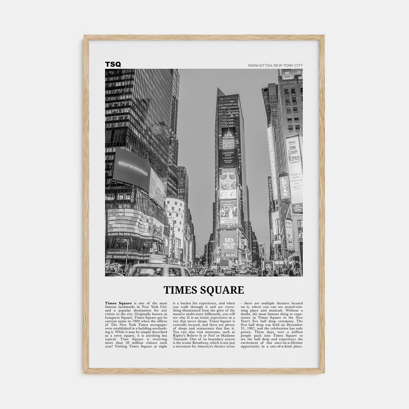 Times Square Travel B&W Poster
