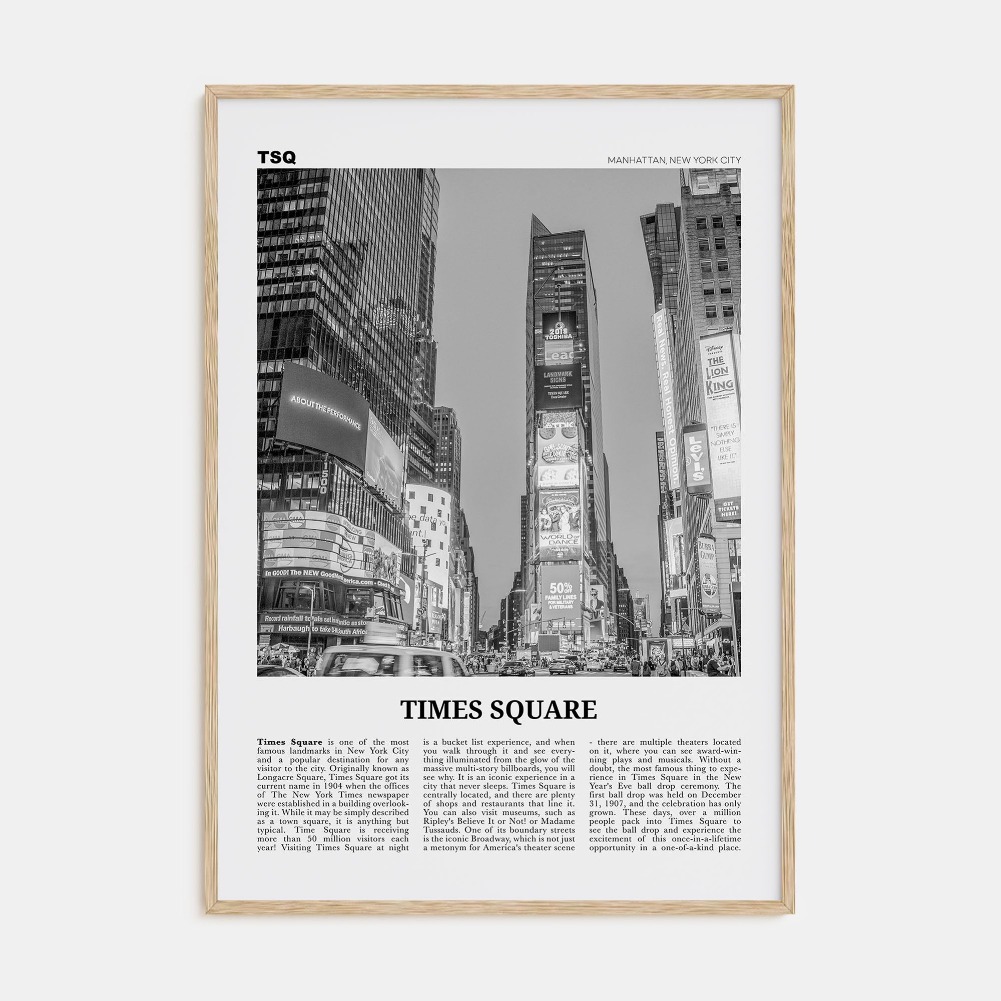 Times Square Travel B&W Poster