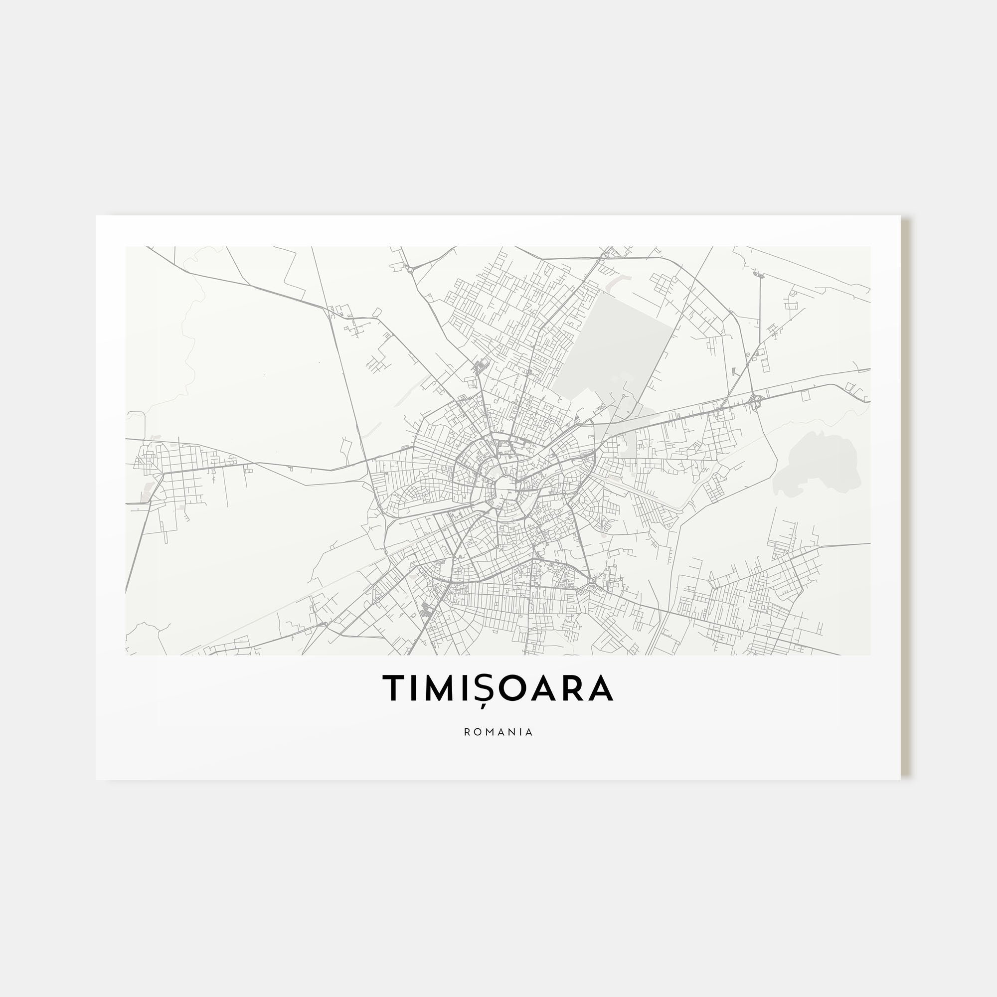 Timisoara Map Landscape Poster