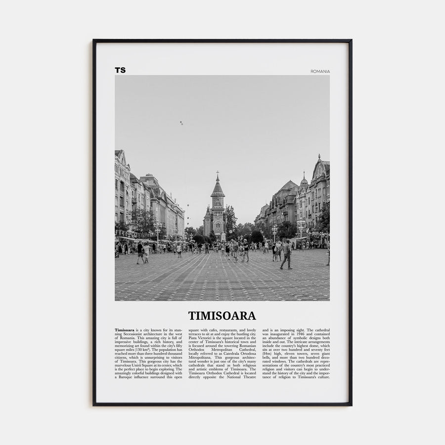 Timisoara Travel B&W No 1 Poster