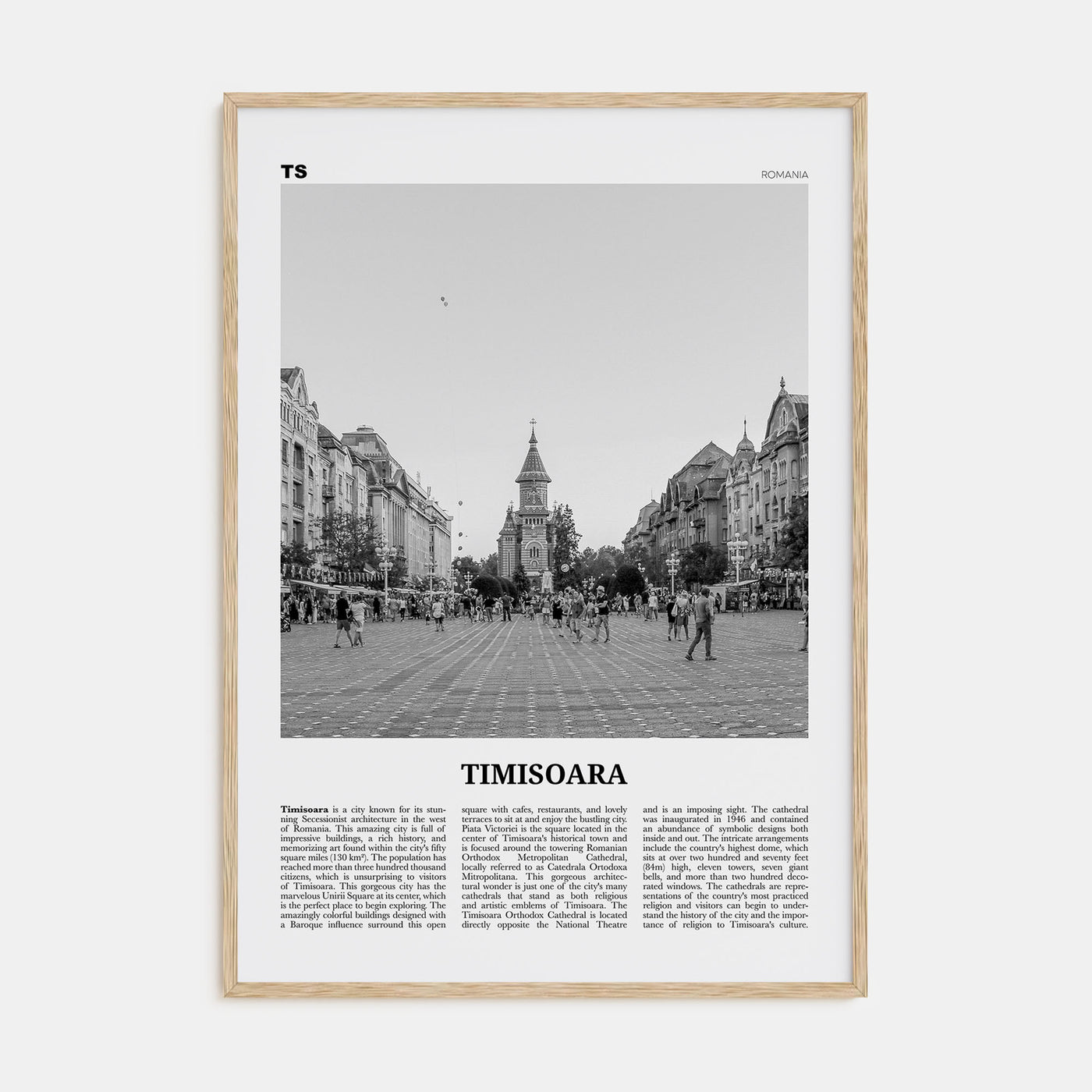 Timisoara Travel B&W No 1 Poster