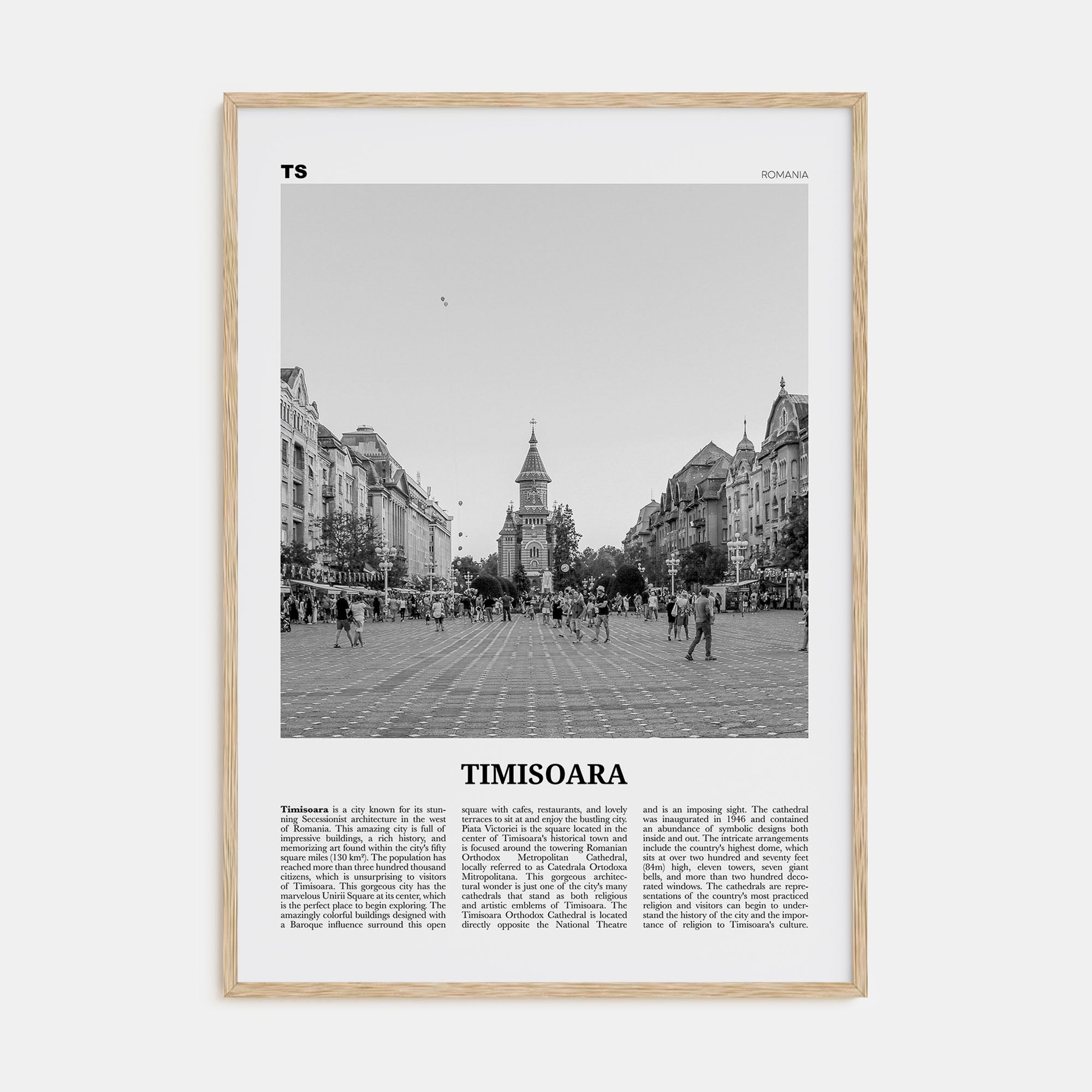 Timisoara Travel B&W No 1 Poster