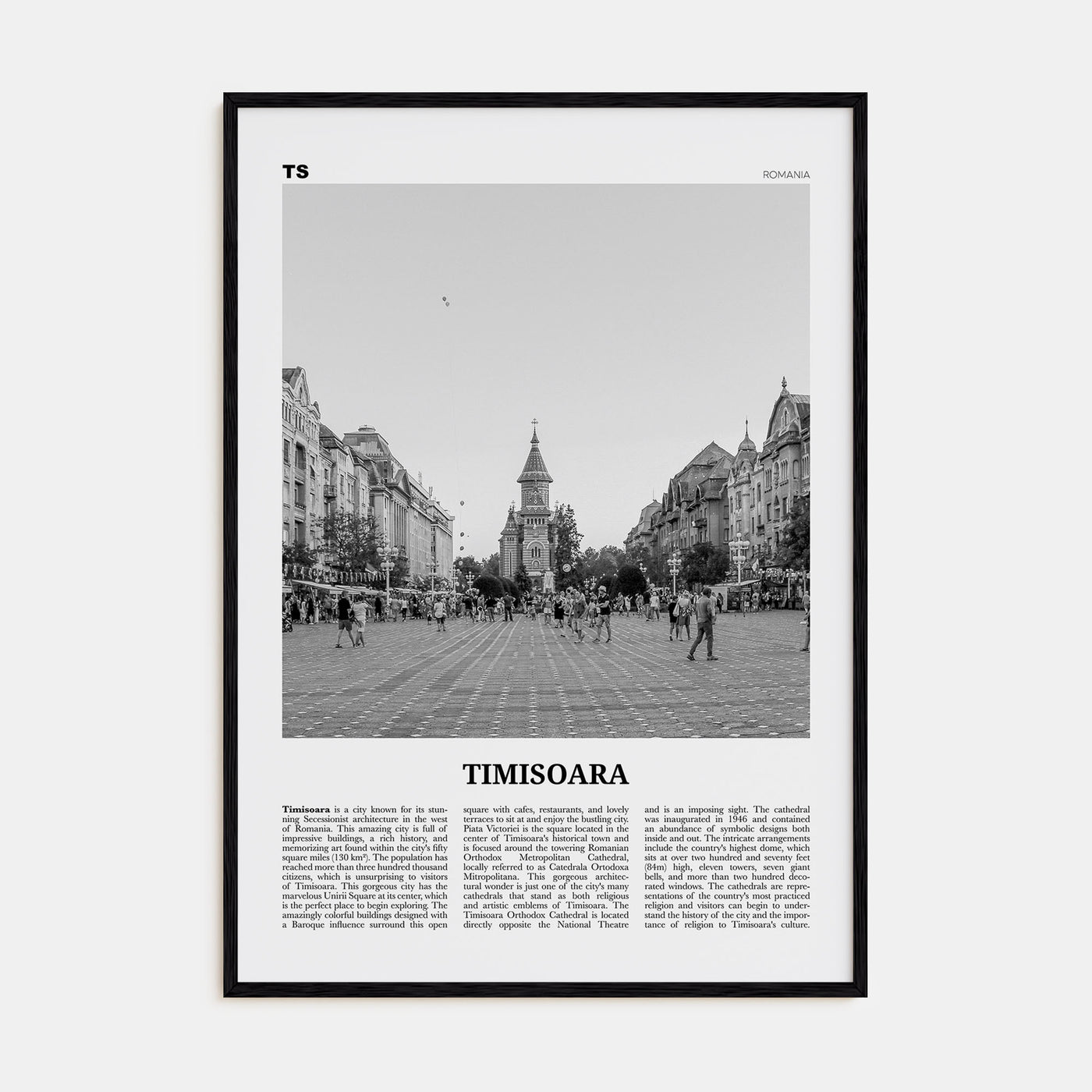 Timisoara Travel B&W No 1 Poster