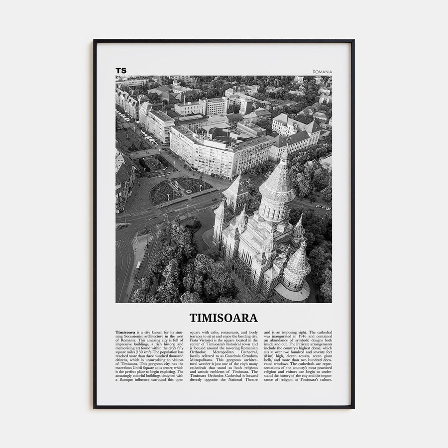 Timisoara Travel B&W No 2 Poster