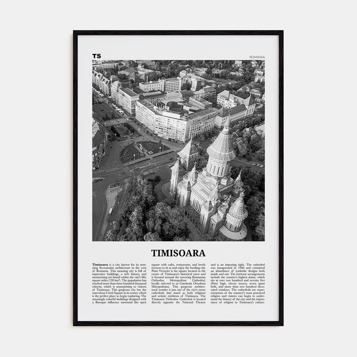 Timisoara Travel B&W No 2 Poster