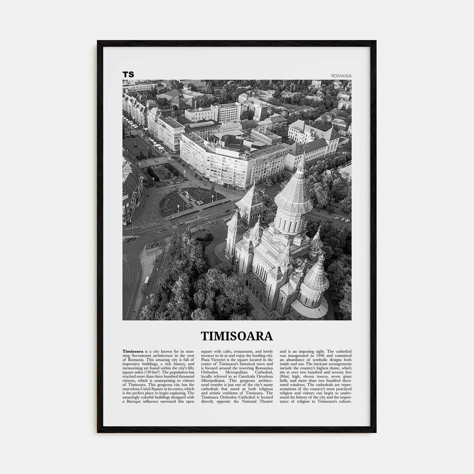 Timisoara Travel B&W No 2 Poster