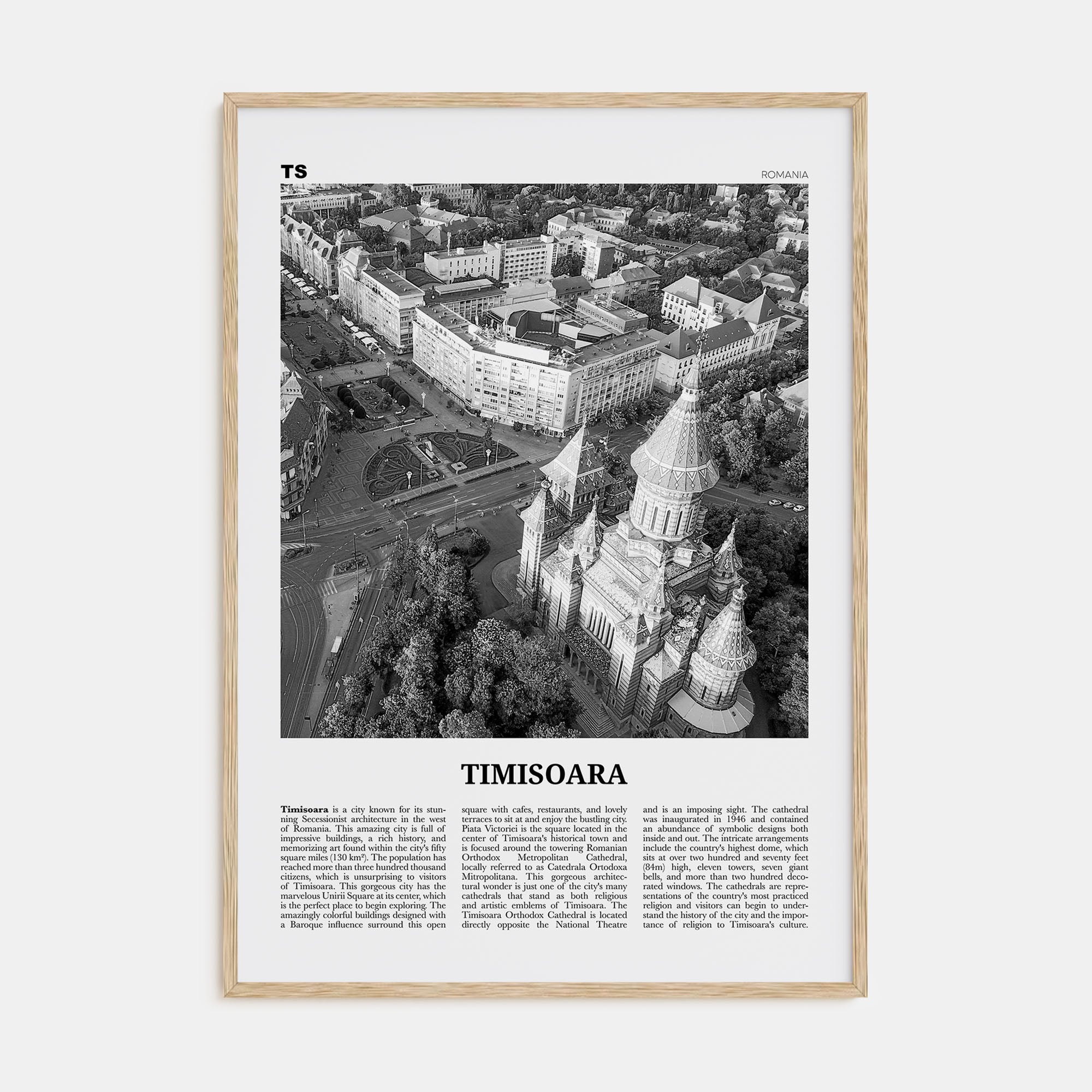 Timisoara Travel B&W No 2 Poster