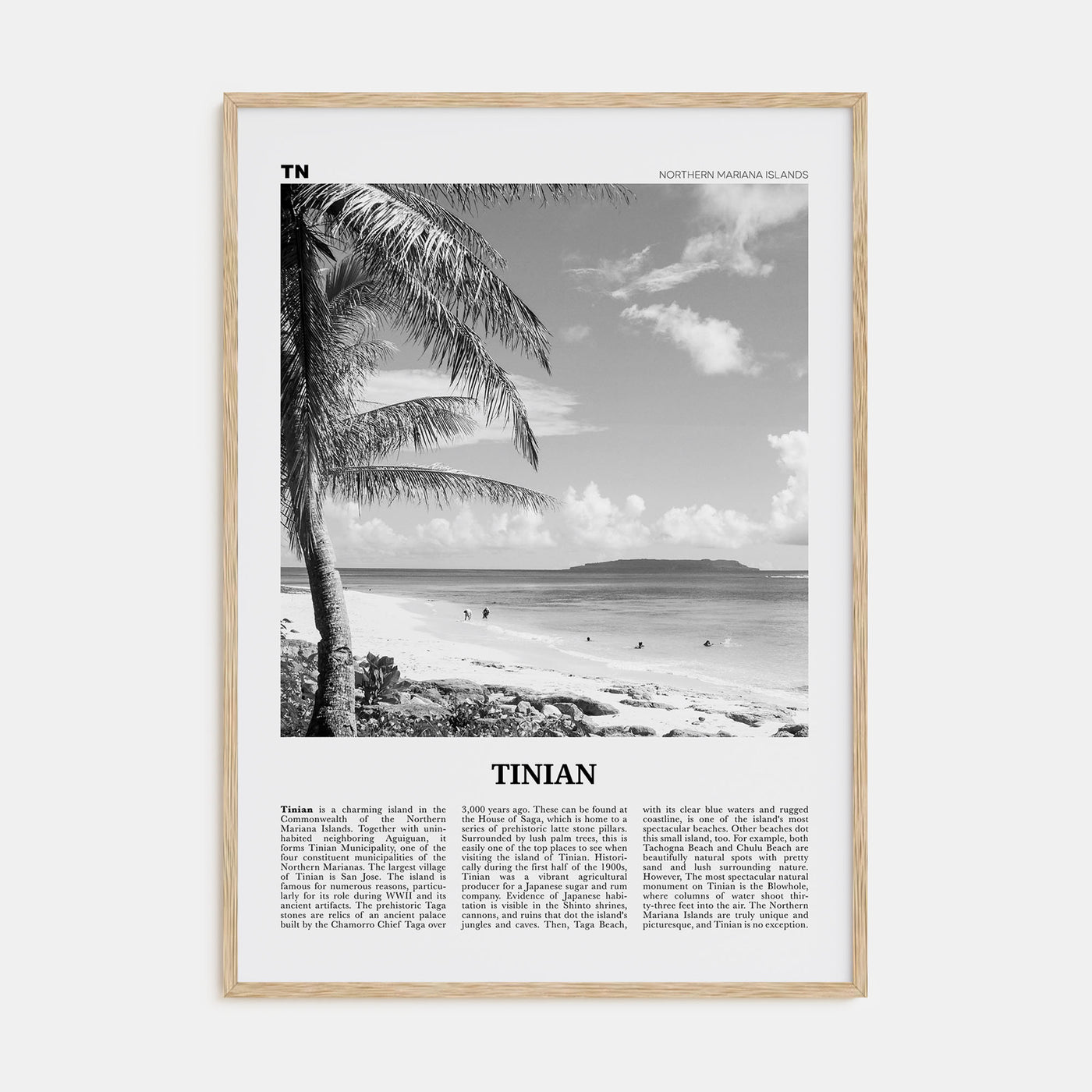 Tinian Travel B&W Poster
