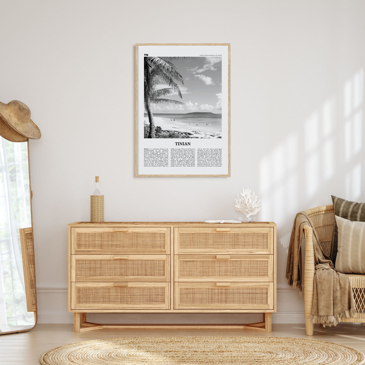 Tinian Travel B&W Poster