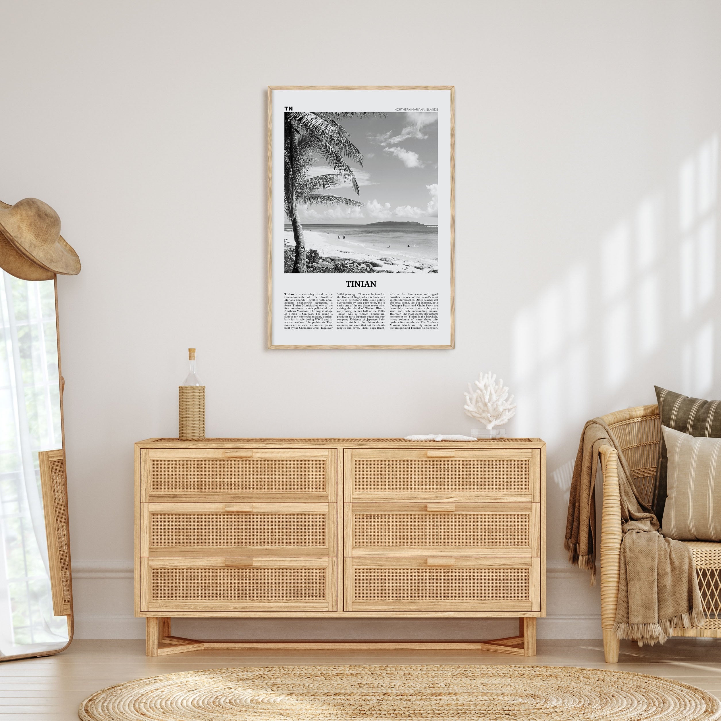 Tinian Travel B&W Poster