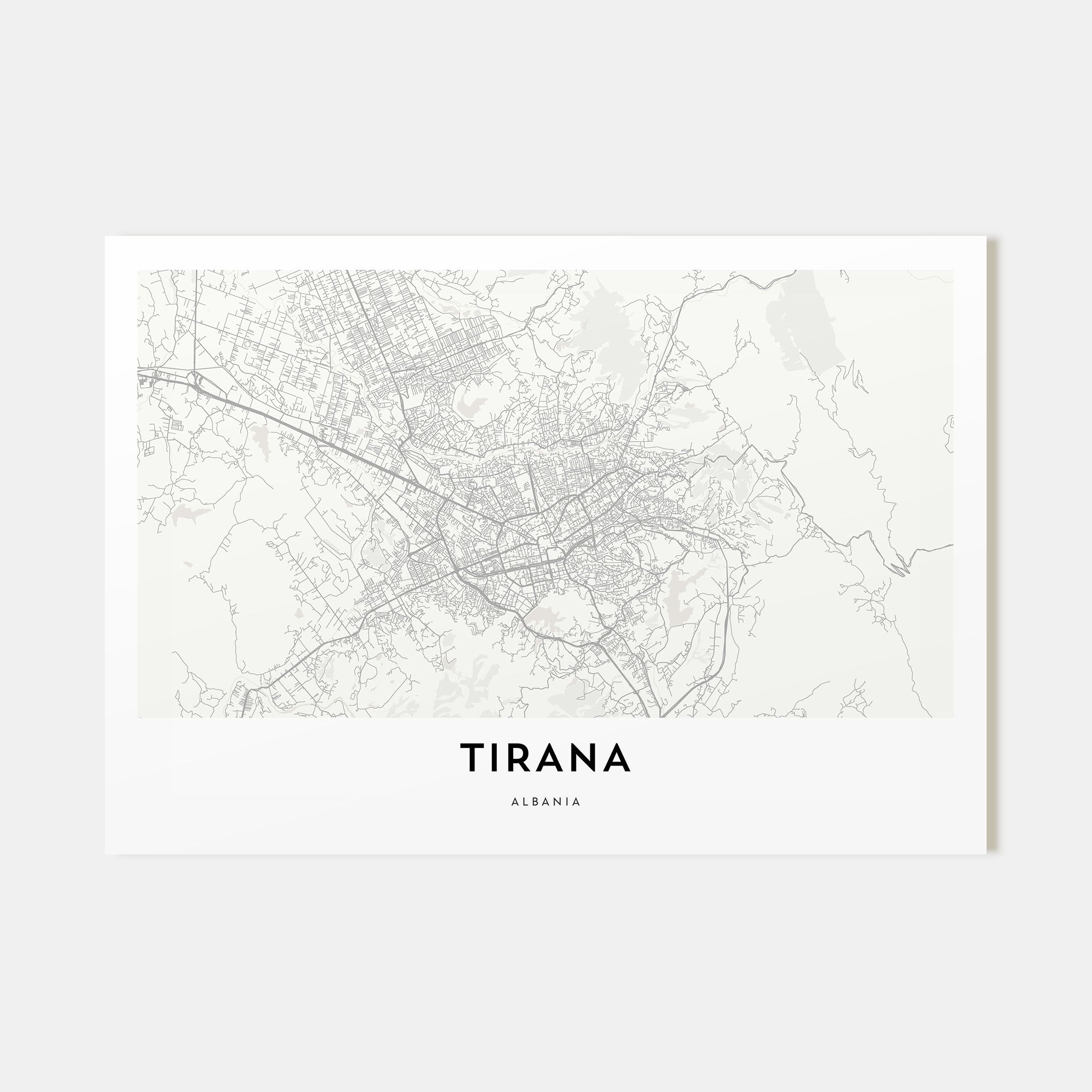 Tirana Map Landscape Poster