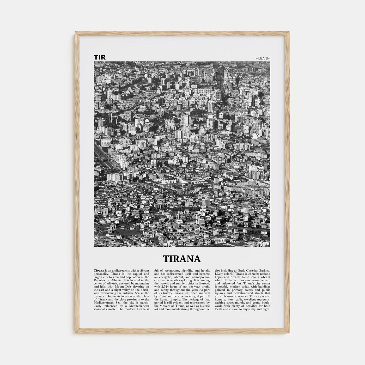 Tirana Travel B&W Poster