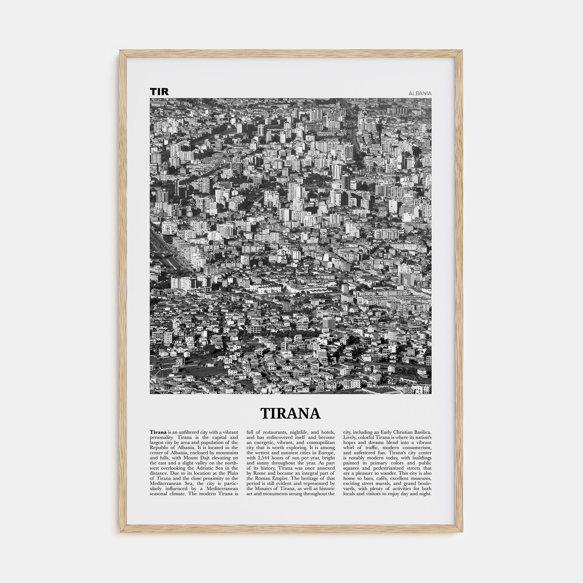 Tirana Travel B&W Poster