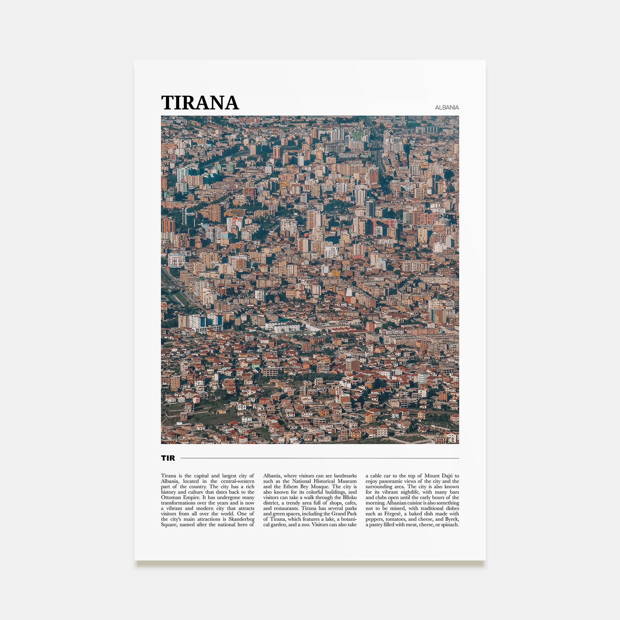 Tirana Travel Color Poster