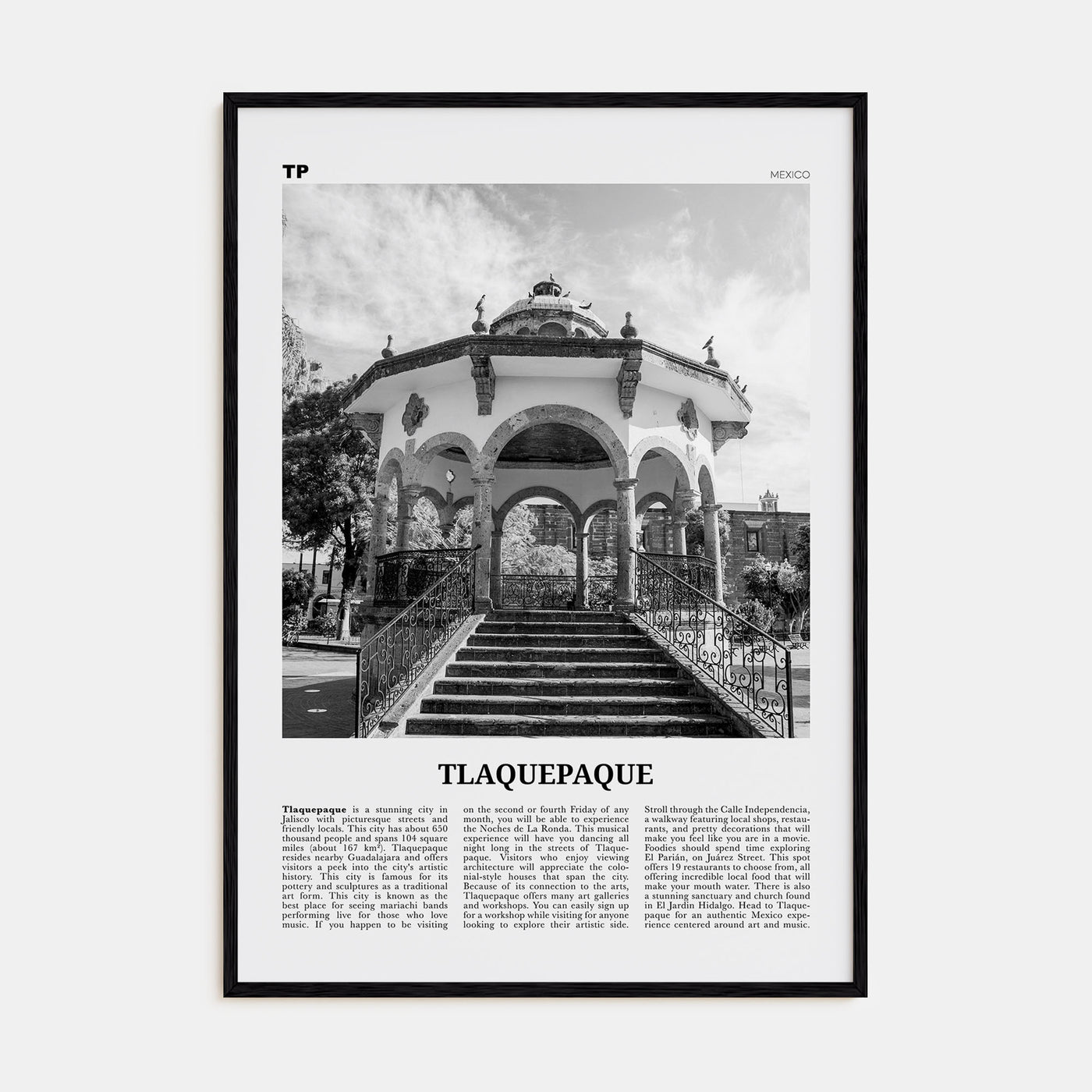 Tlaquepaque Travel B&W Poster