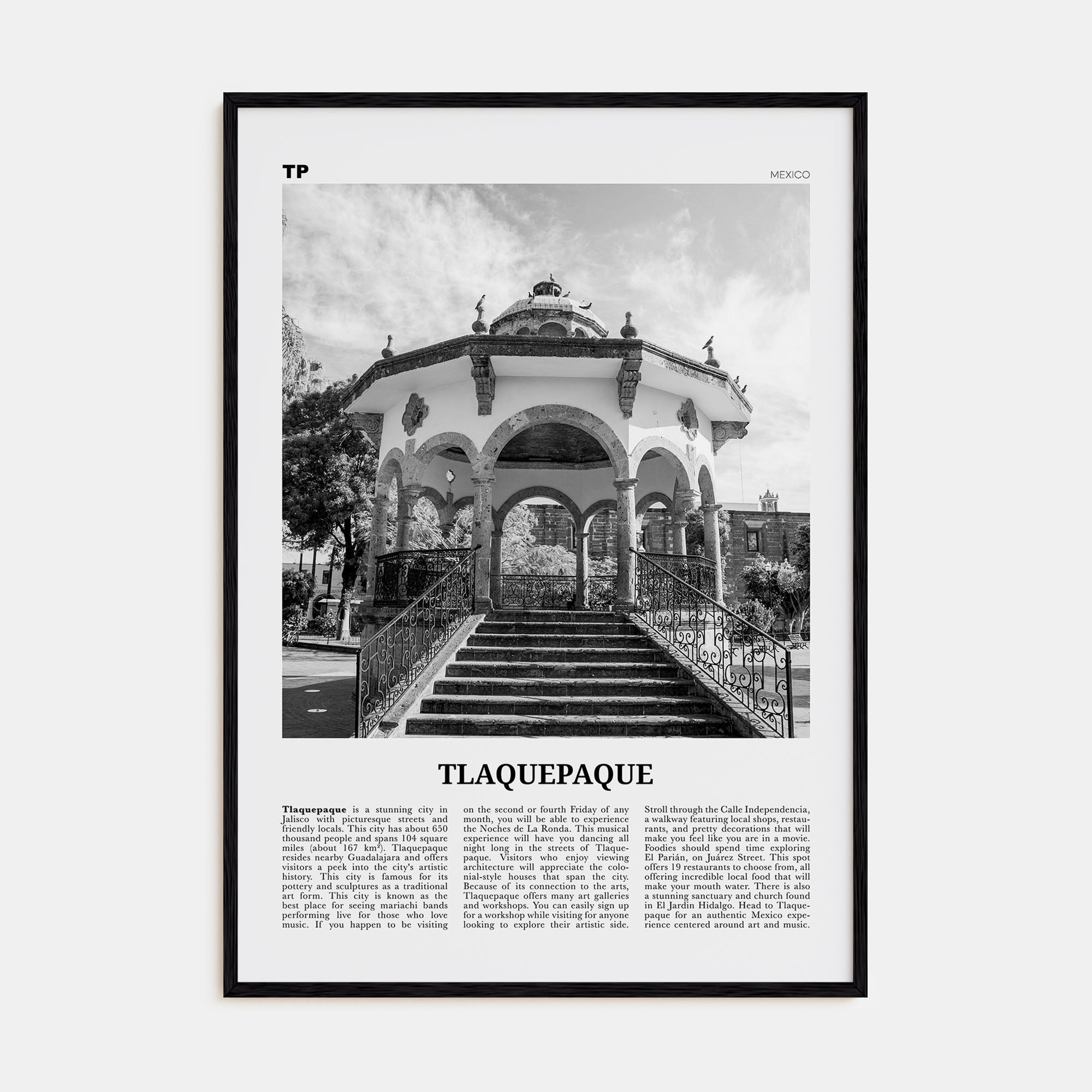 Tlaquepaque Travel B&W Poster