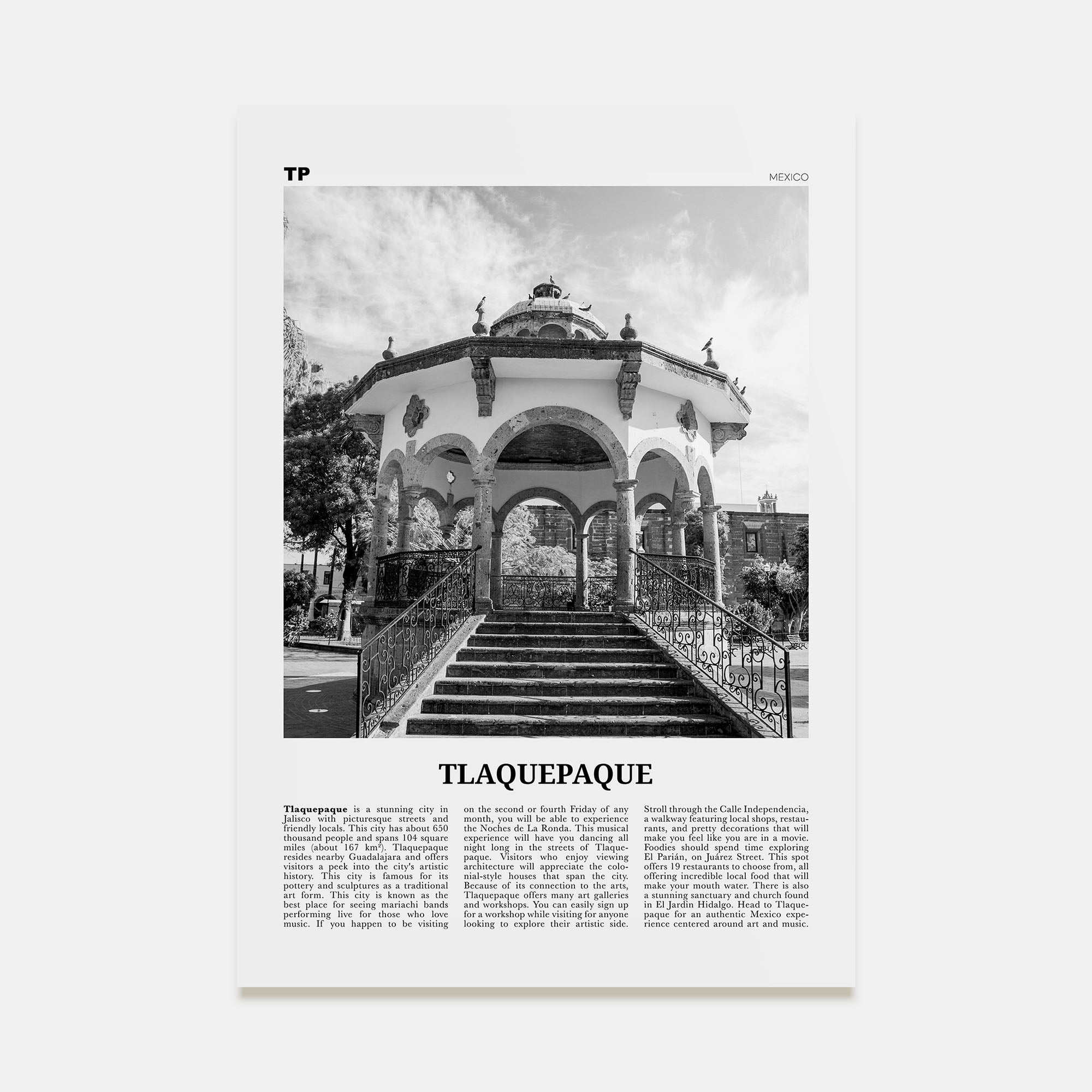 Tlaquepaque Travel B&W Poster