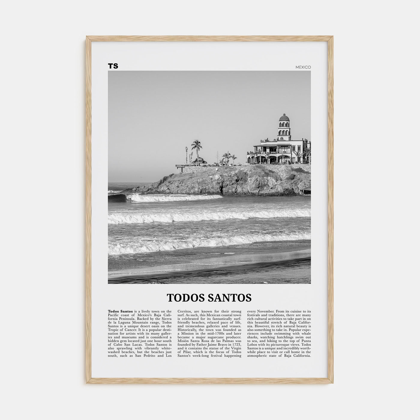 Todos Santos Travel B&W Poster