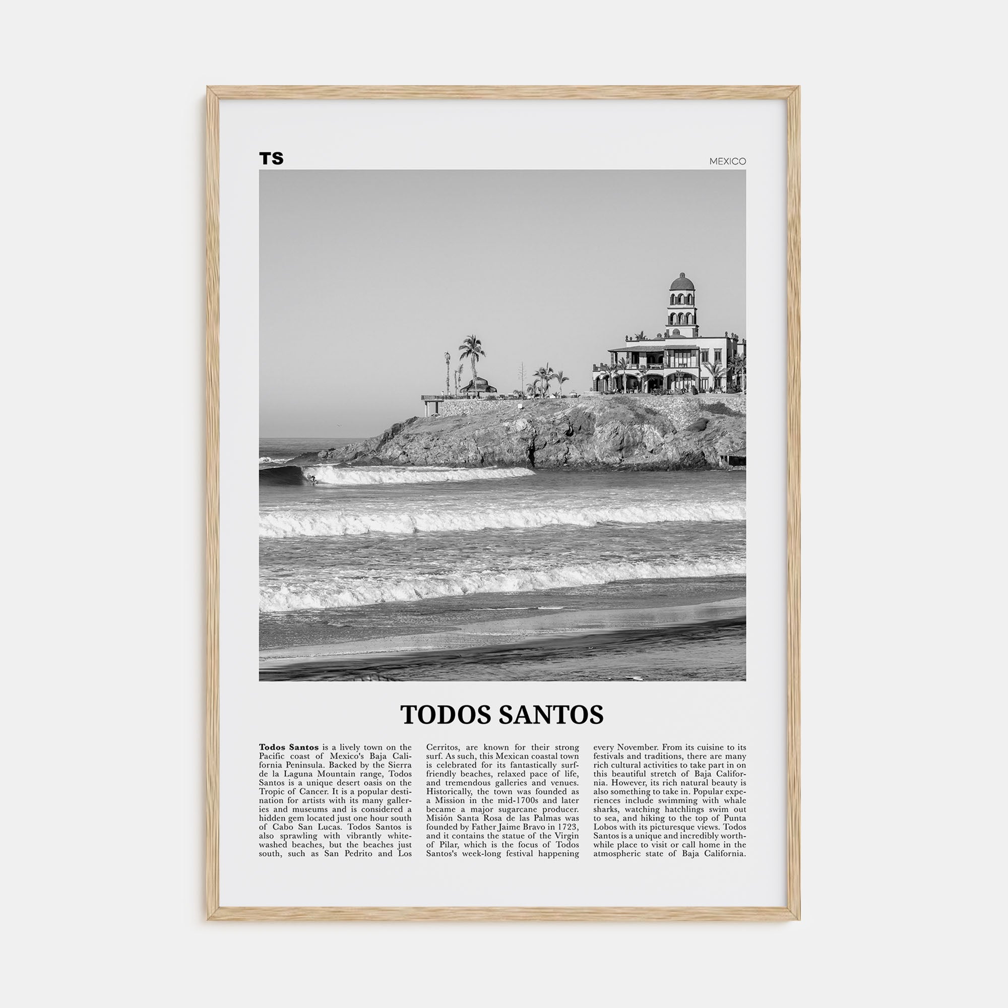 Todos Santos Travel B&W Poster