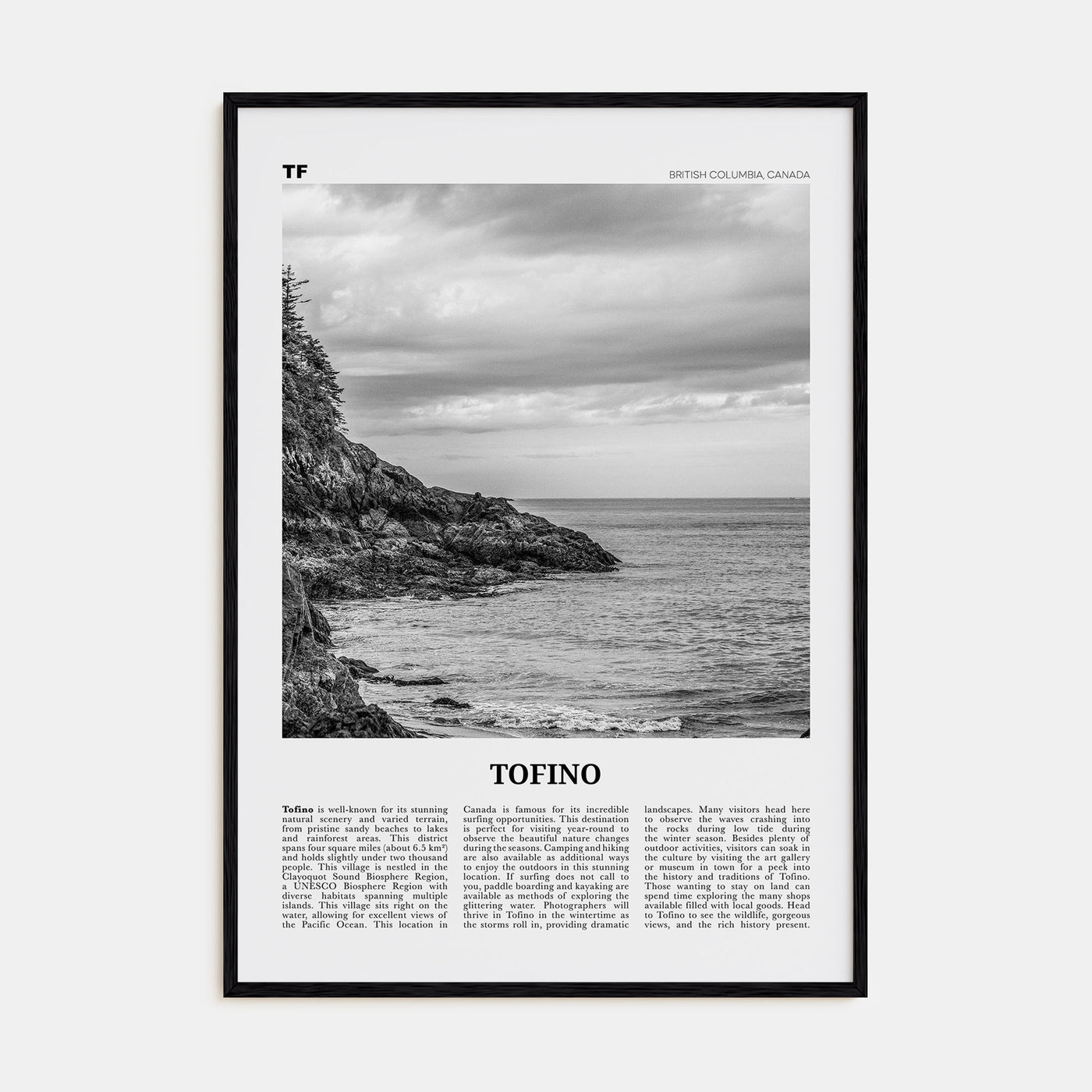 Tofino Travel B&W Poster
