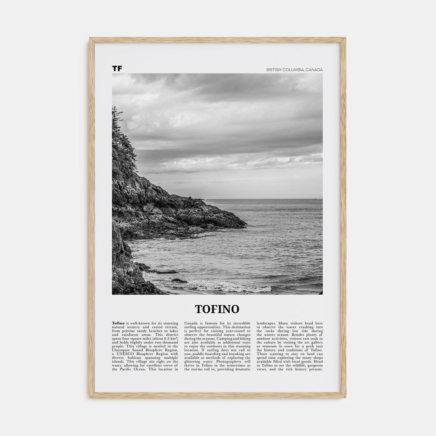 Tofino Travel B&W Poster