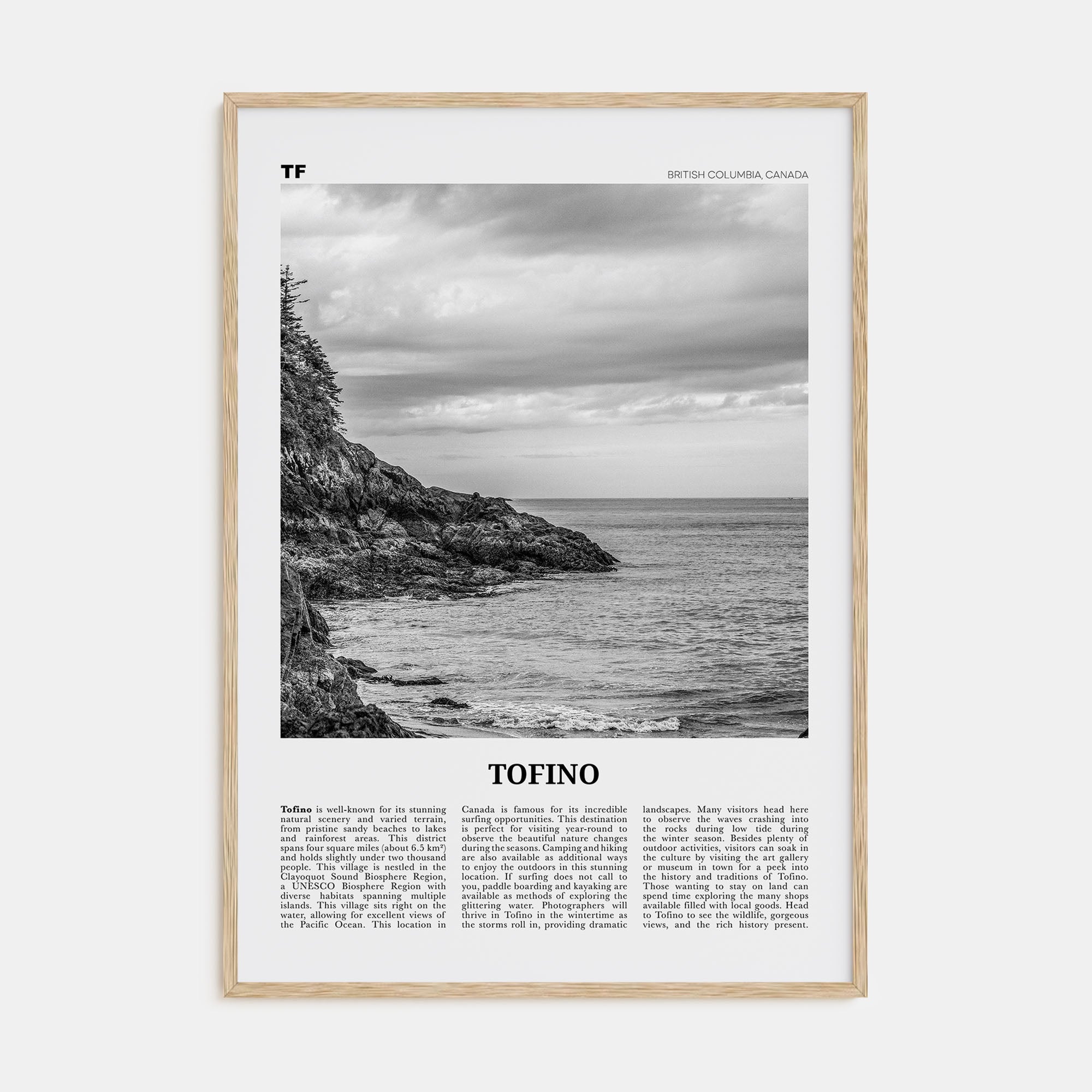 Tofino Travel B&W Poster