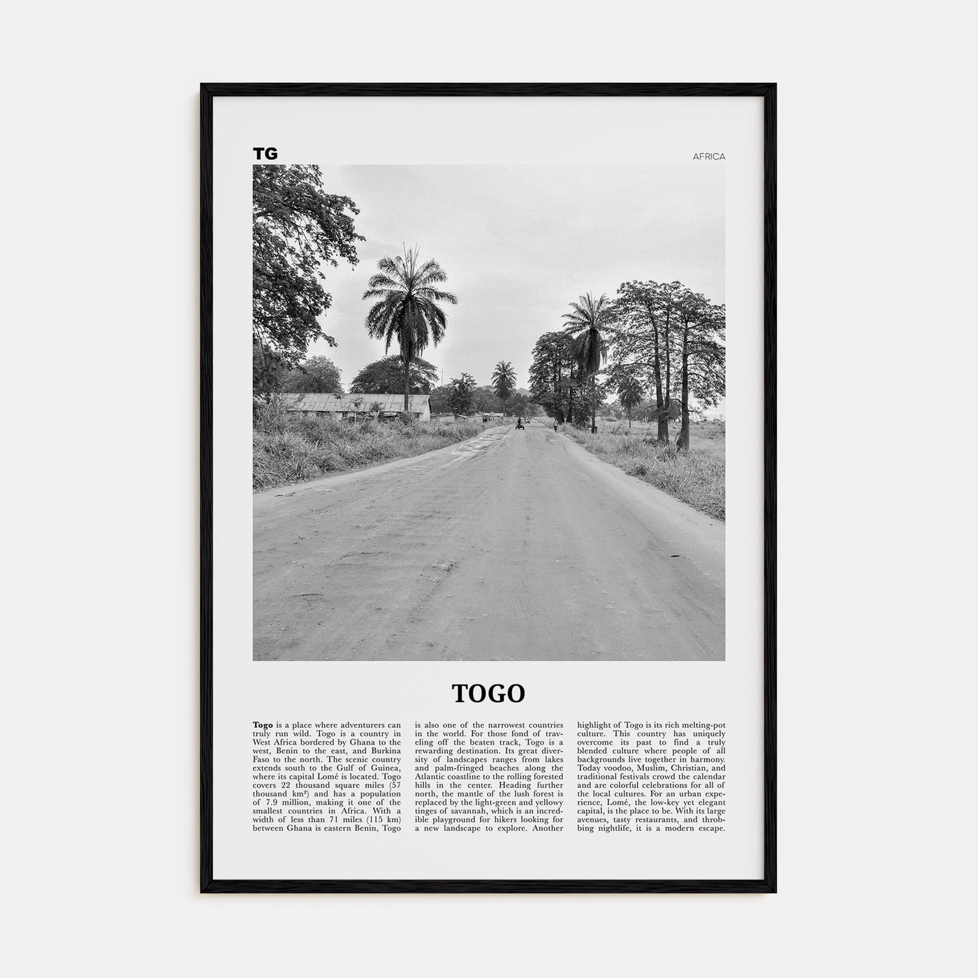 Togo Travel B&W Poster