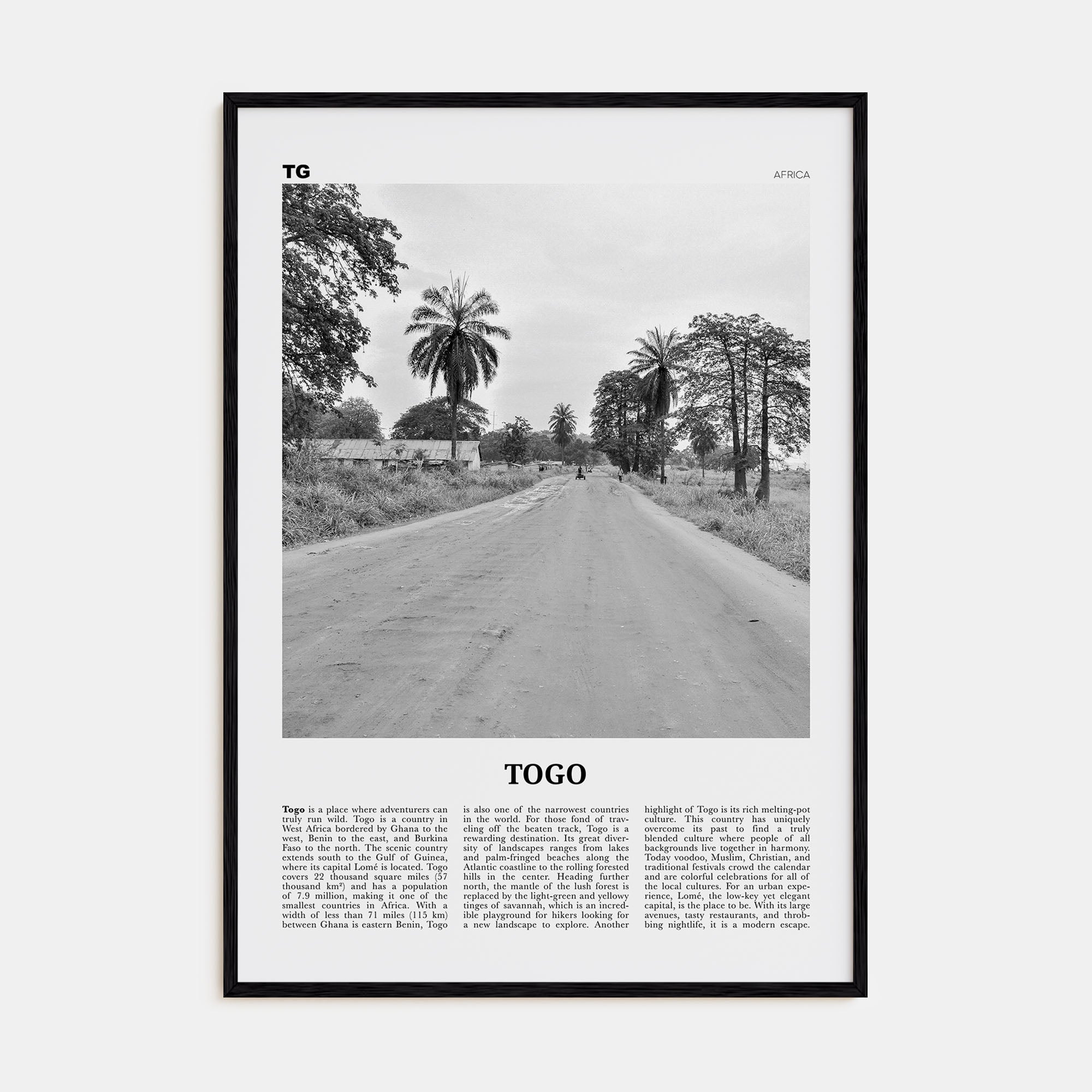 Togo Travel B&W Poster