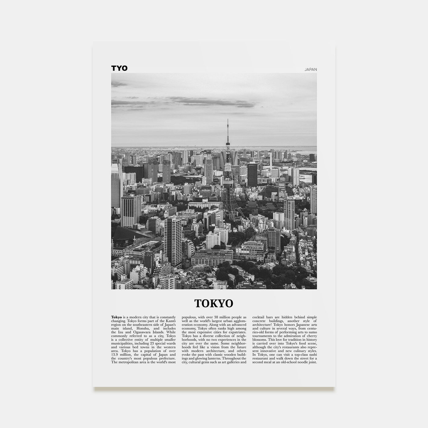 Tokyo Travel B&W No 2 Poster