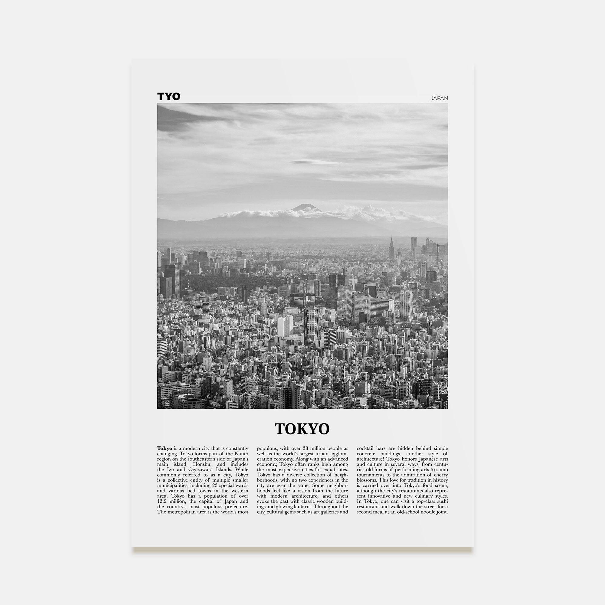 Tokyo Travel B&W No 3 Poster