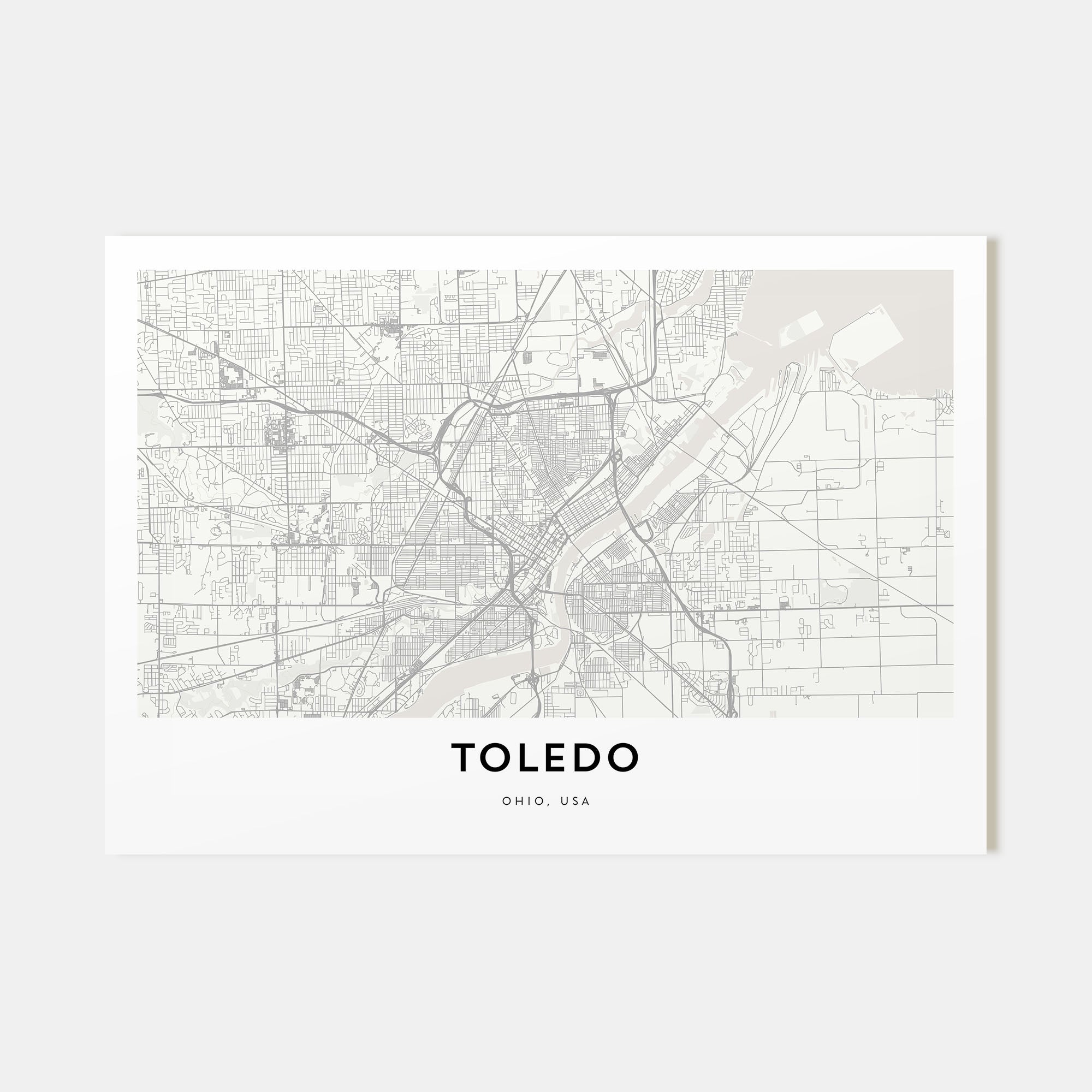 Toledo, Ohio Map Landscape Poster