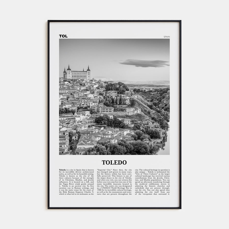 Toledo, Spain Travel B&W Poster