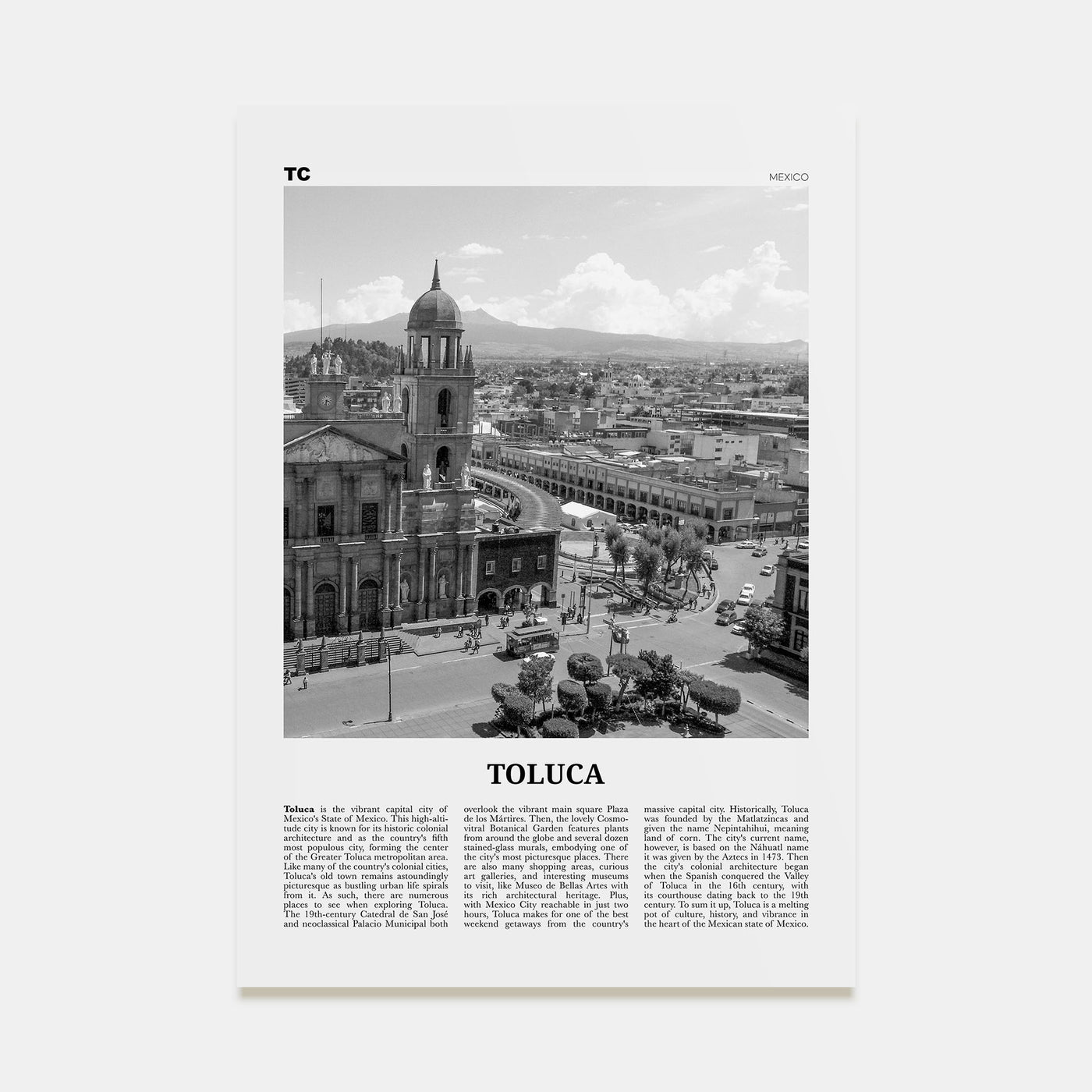 Toluca Travel B&W Poster