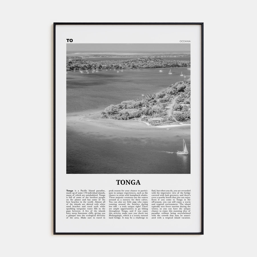 Tonga Travel B&W Poster