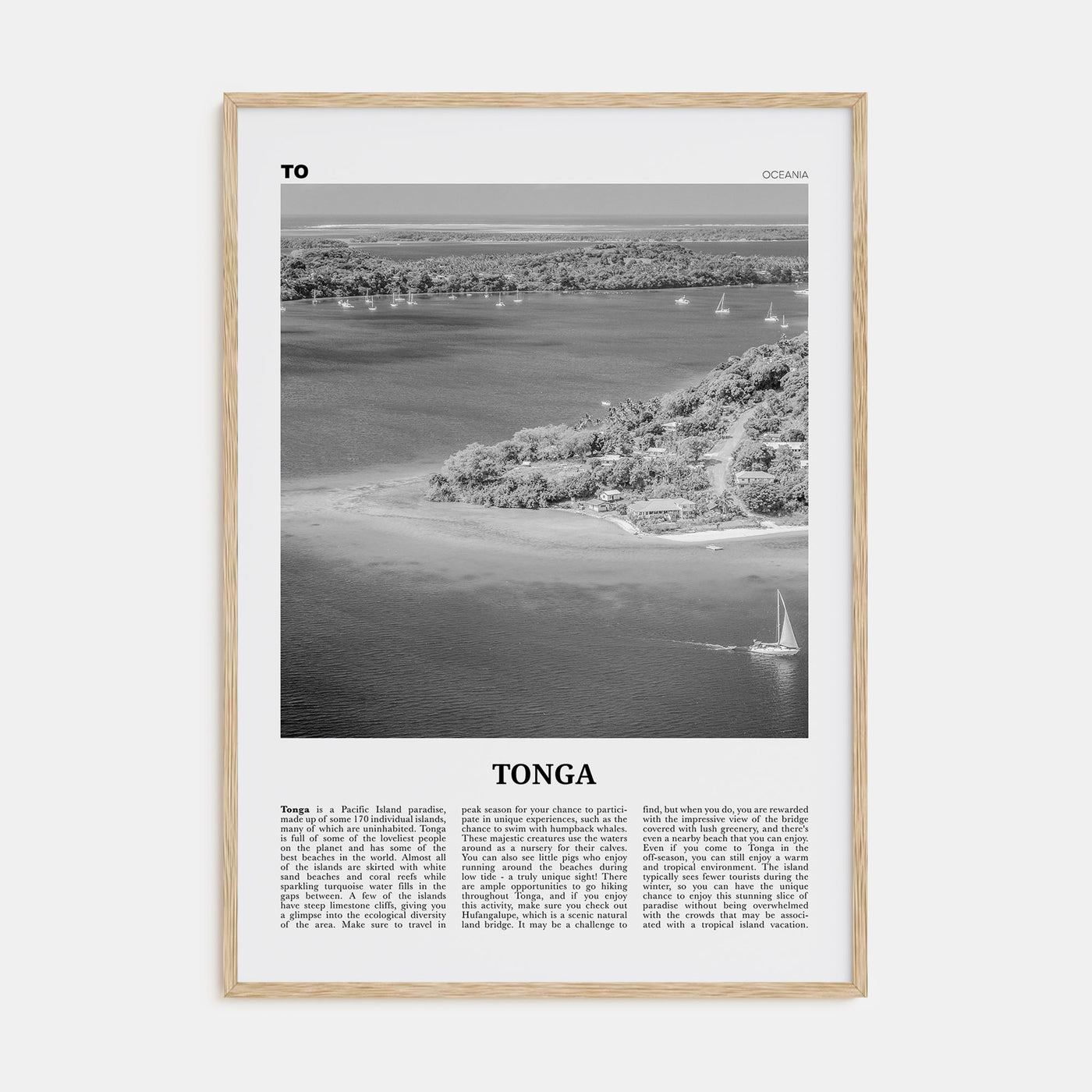 Tonga Travel B&W Poster
