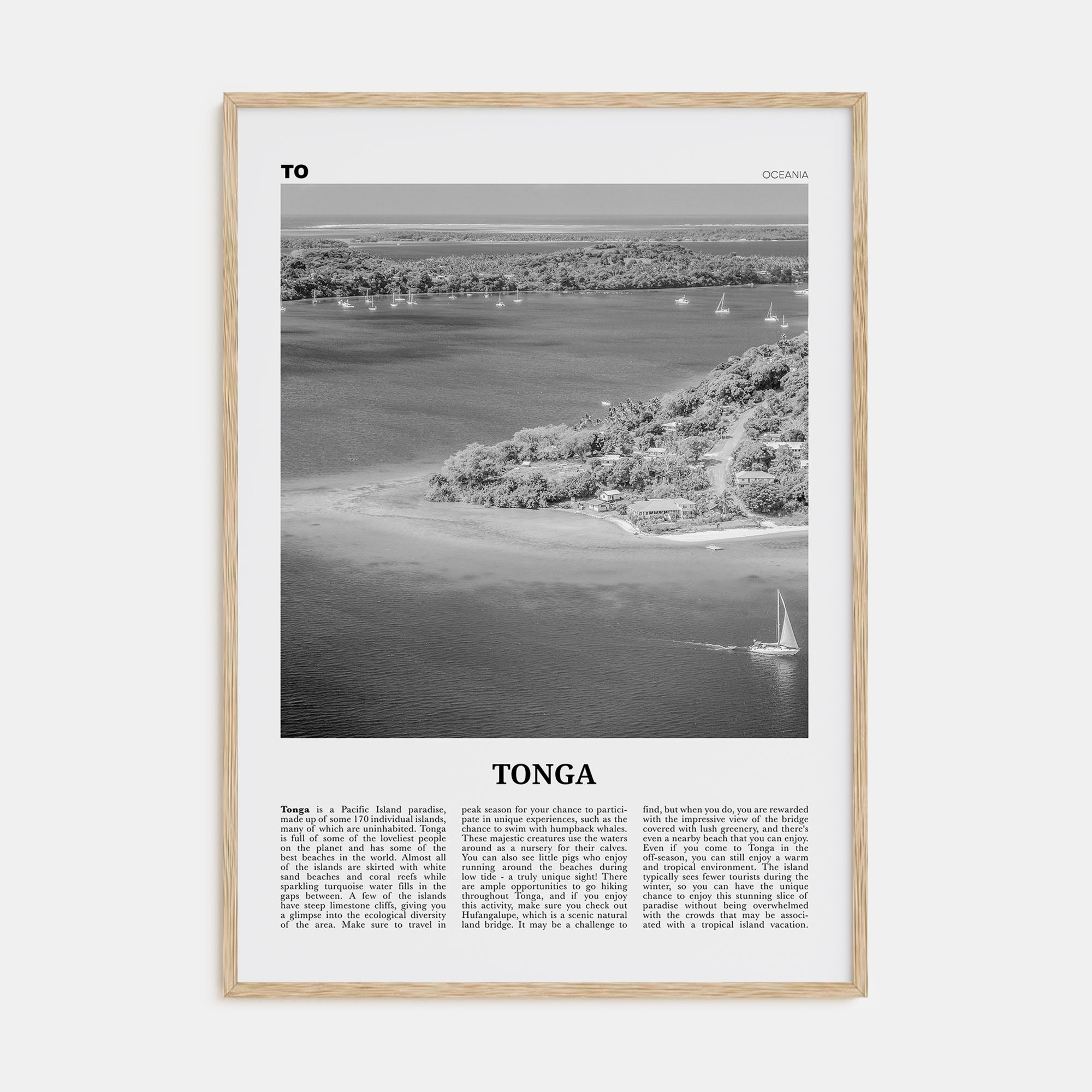 Tonga Travel B&W Poster