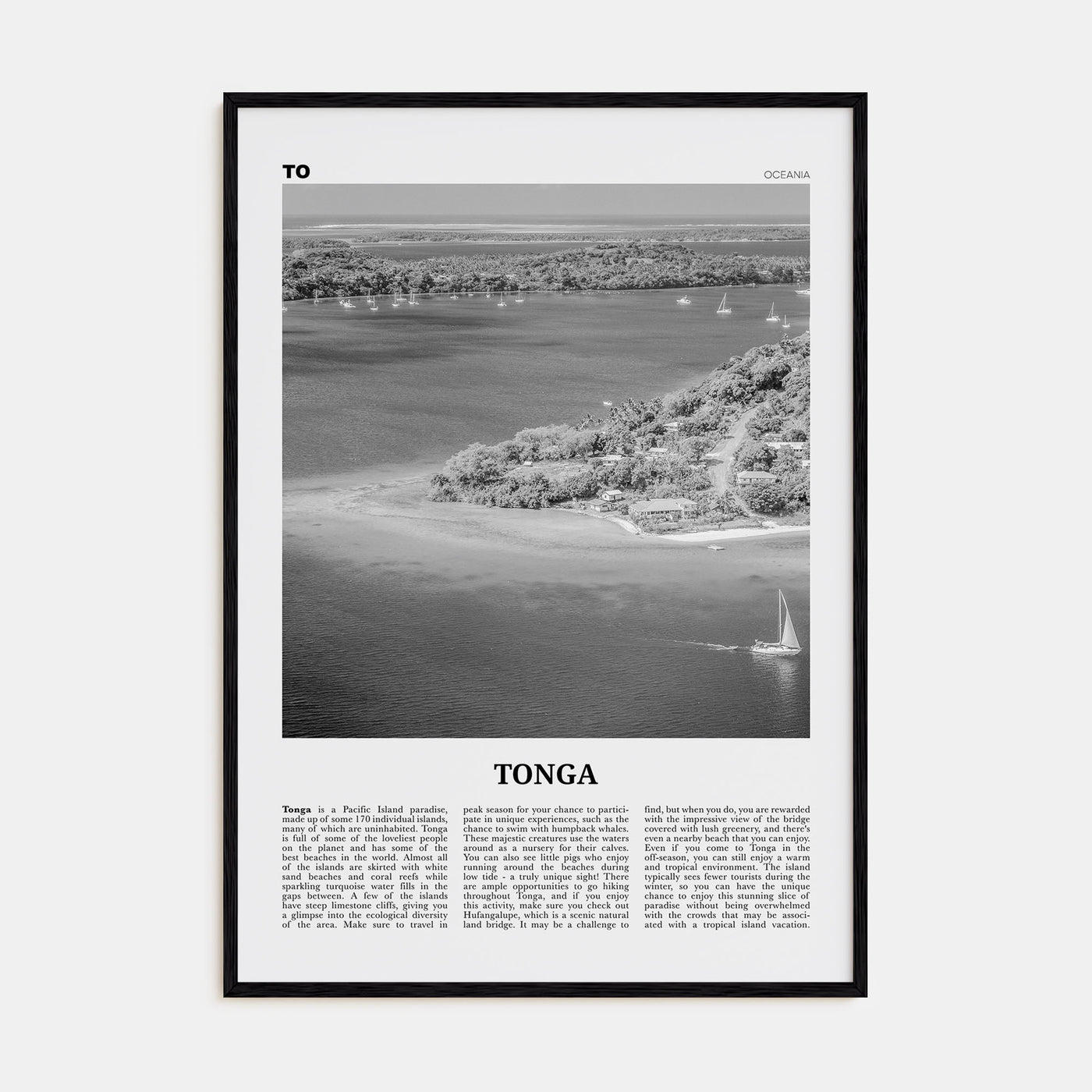 Tonga Travel B&W Poster