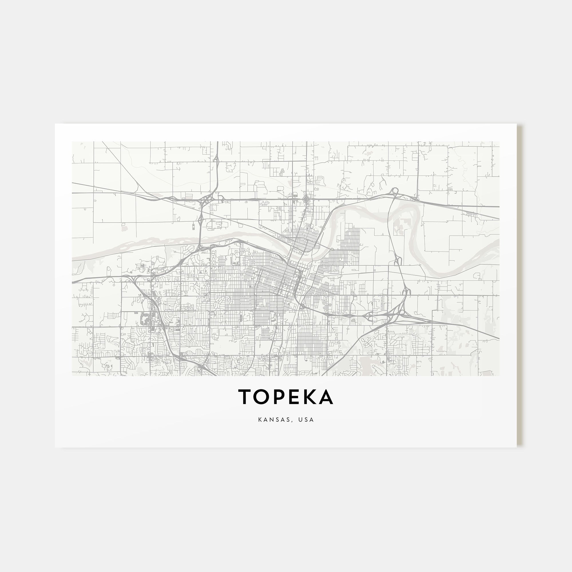 Topeka Map Landscape Poster
