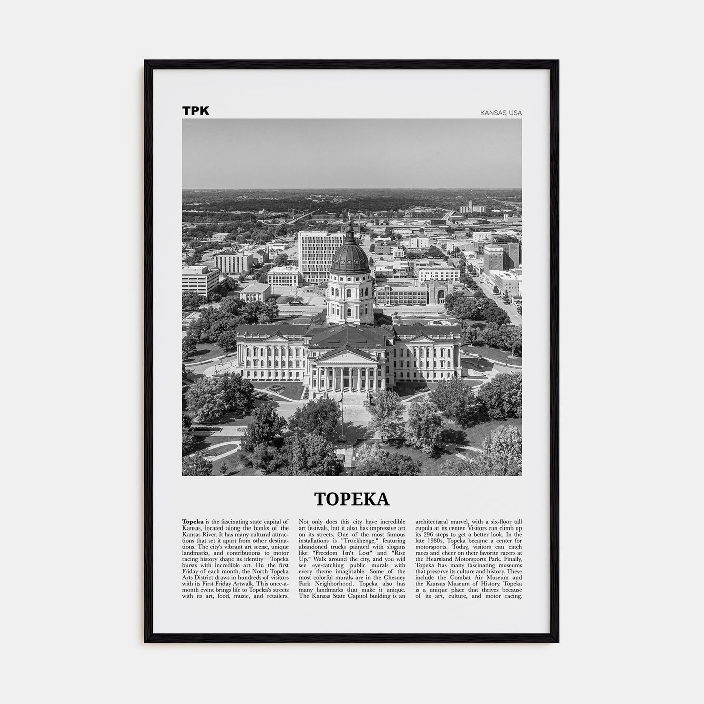 Topeka Travel B&W Poster