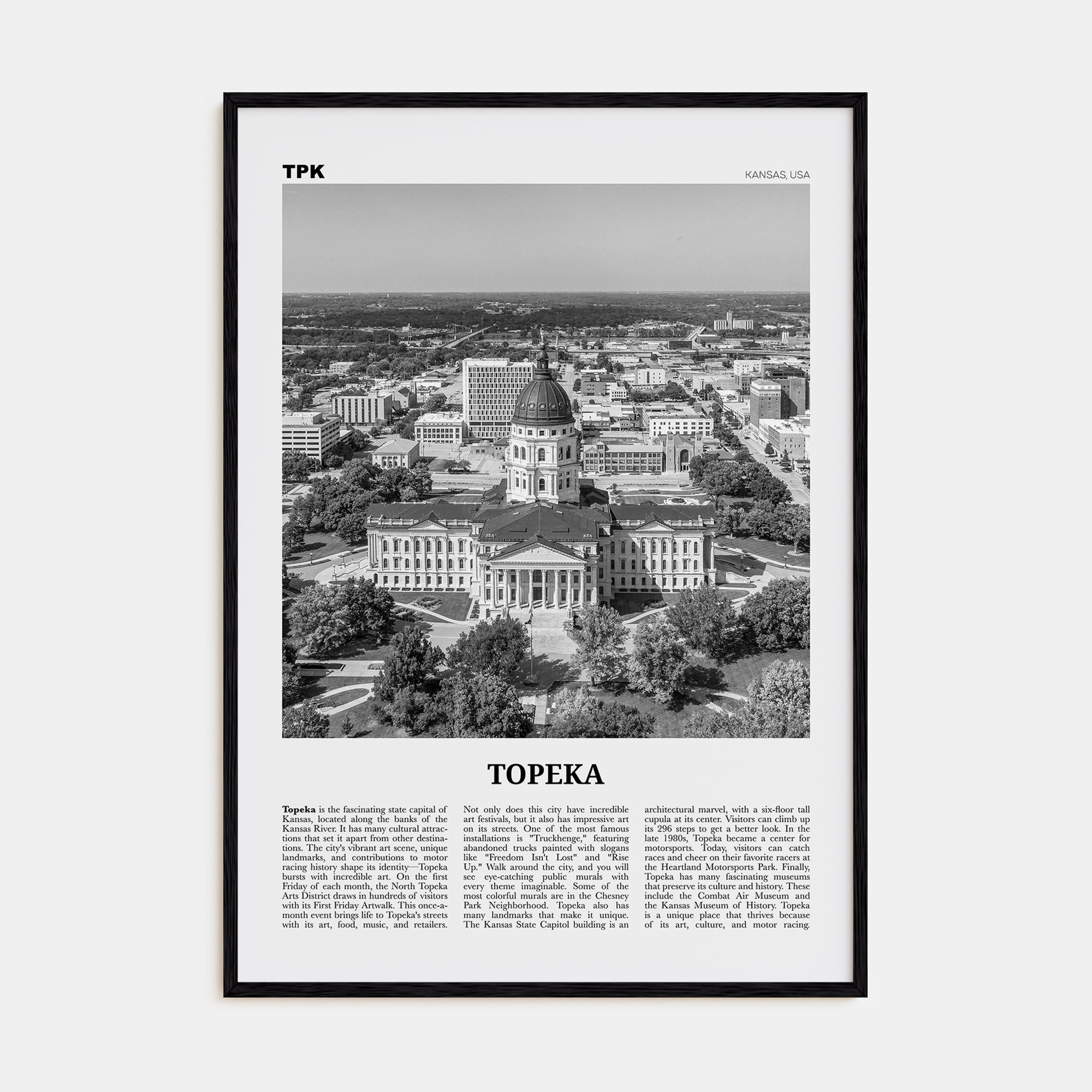 Topeka Travel B&W Poster