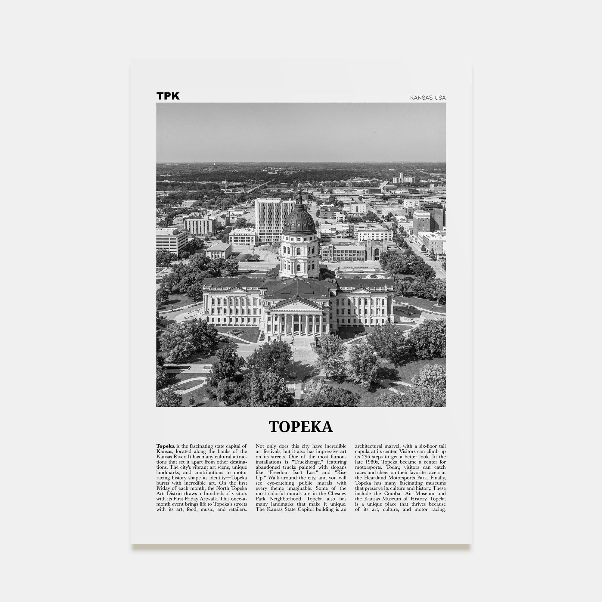 Topeka Travel B&W Poster