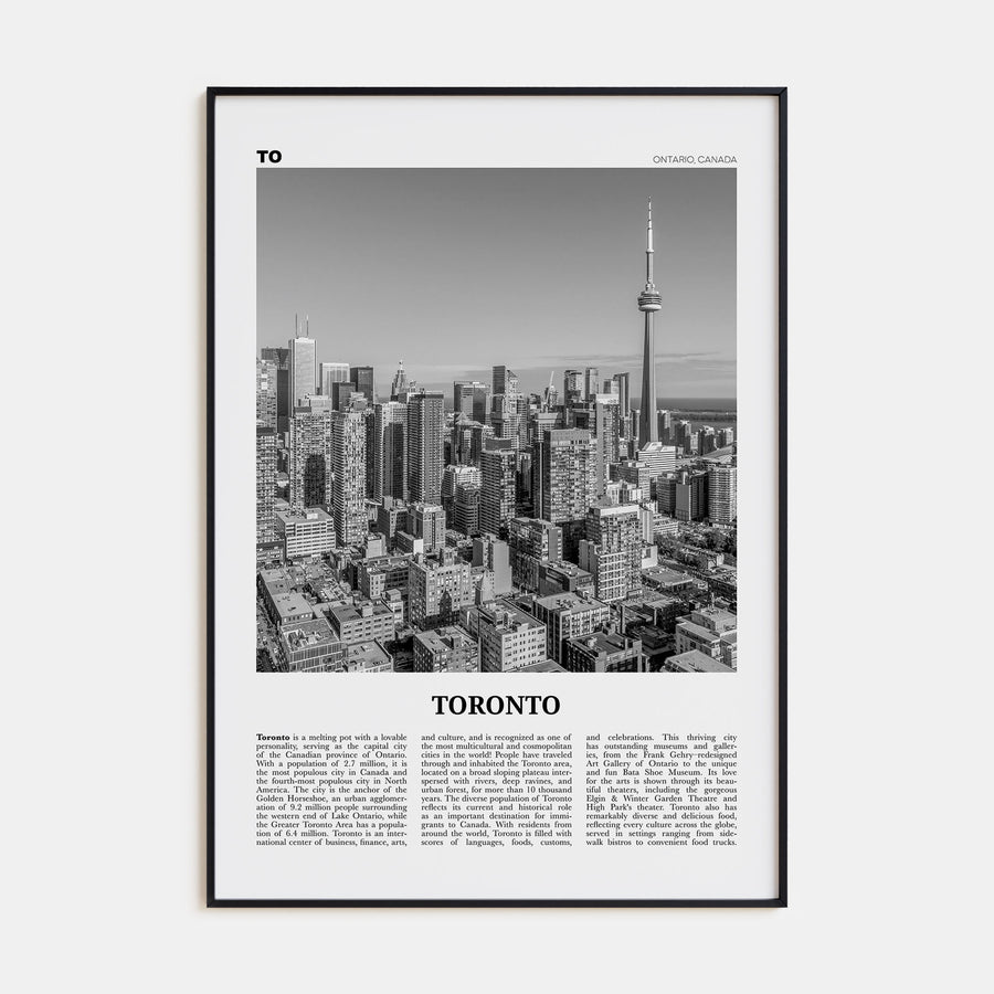 Toronto Travel B&W No 1 Poster