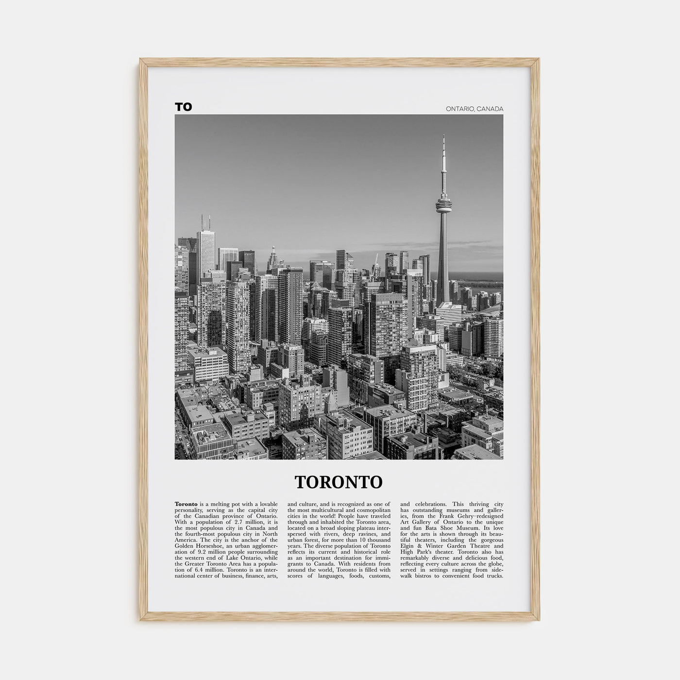 Toronto Travel B&W No 1 Poster