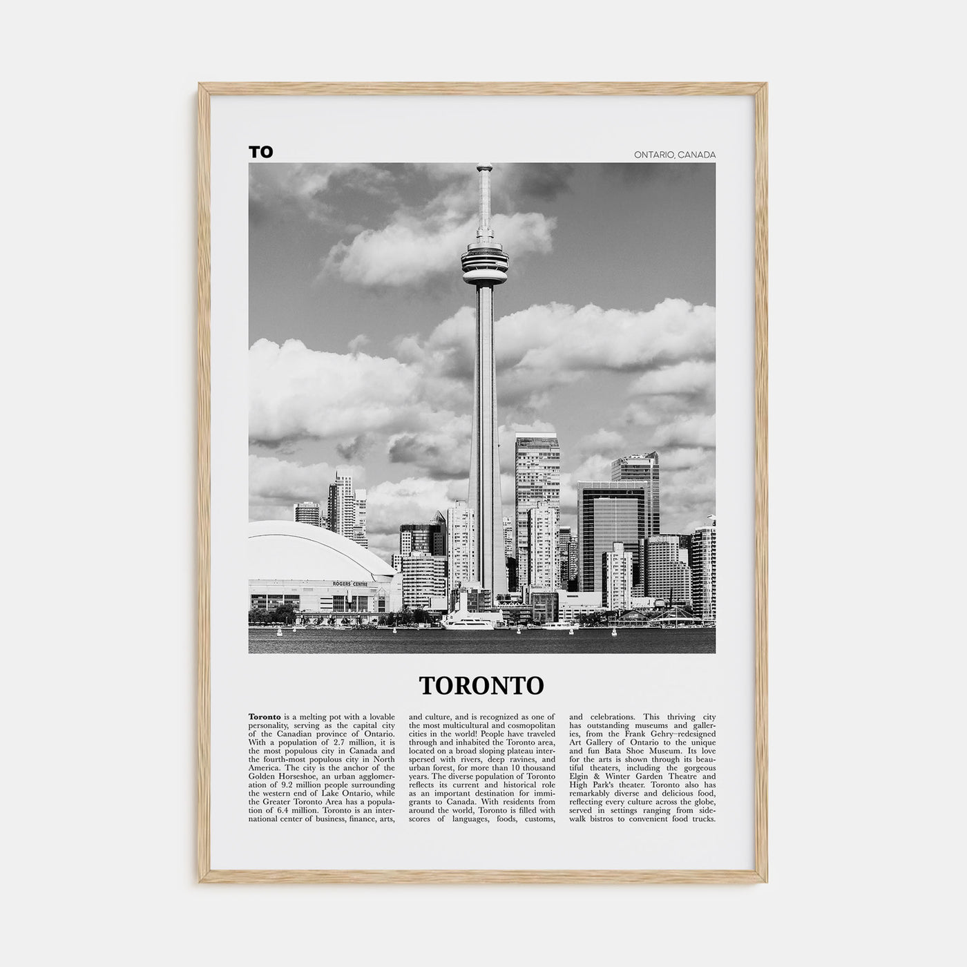 Toronto Travel B&W No 3 Poster