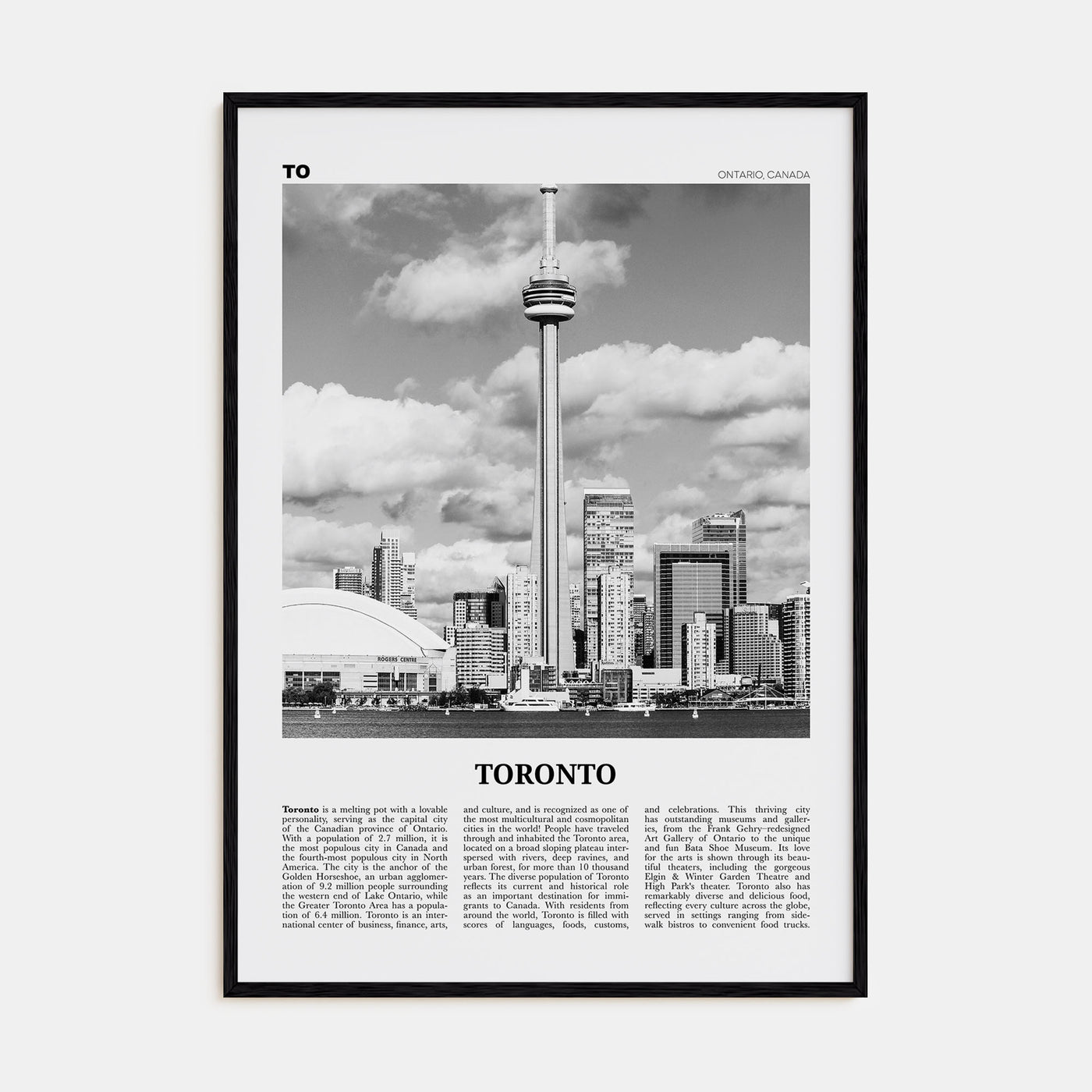 Toronto Travel B&W No 3 Poster